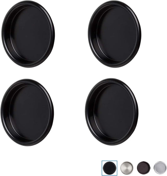 4 Pack Black Closet Door Finger Pulls 2-1/8” - Round Insert Bypass Handle - Easy Snap-in Installation
