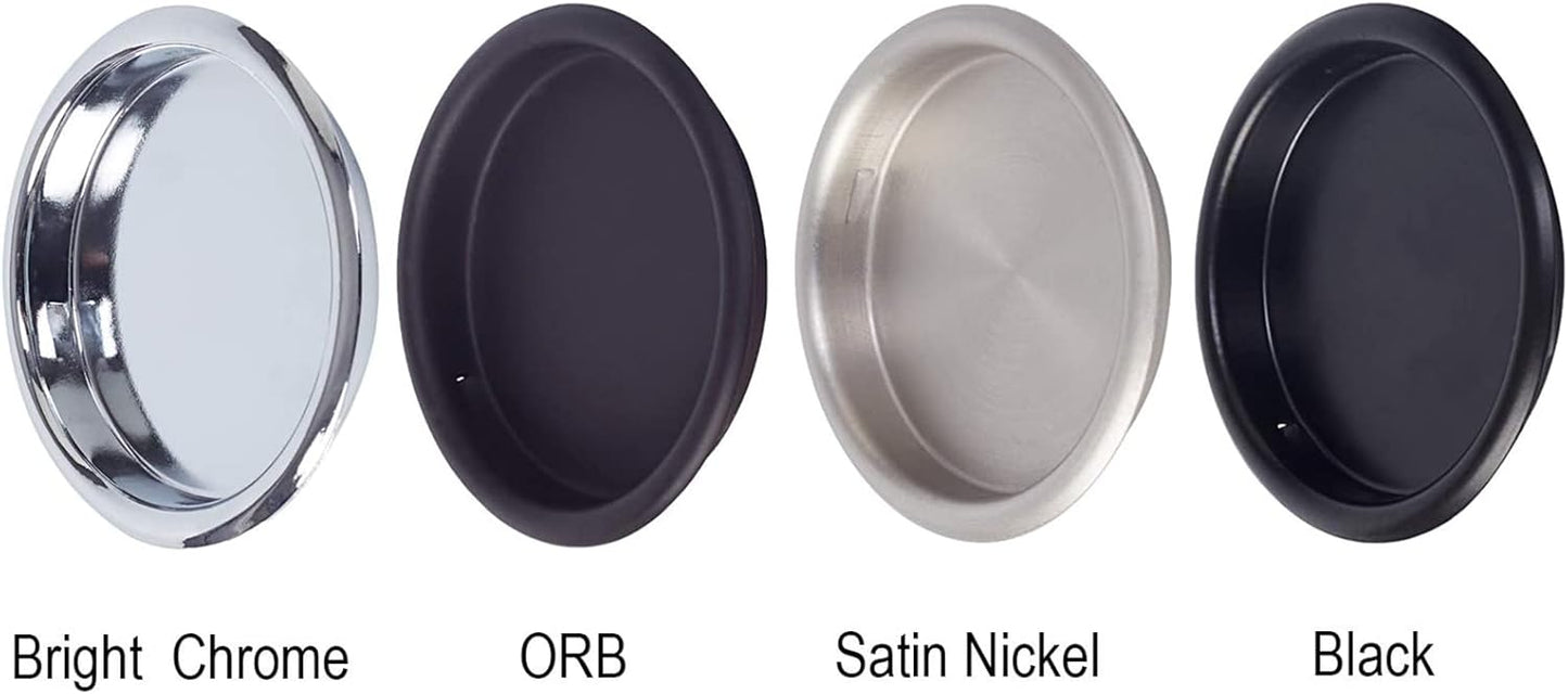 4 Pack Black Closet Door Finger Pulls 2-1/8” - Round Insert Bypass Handle - Easy Snap-in Installation