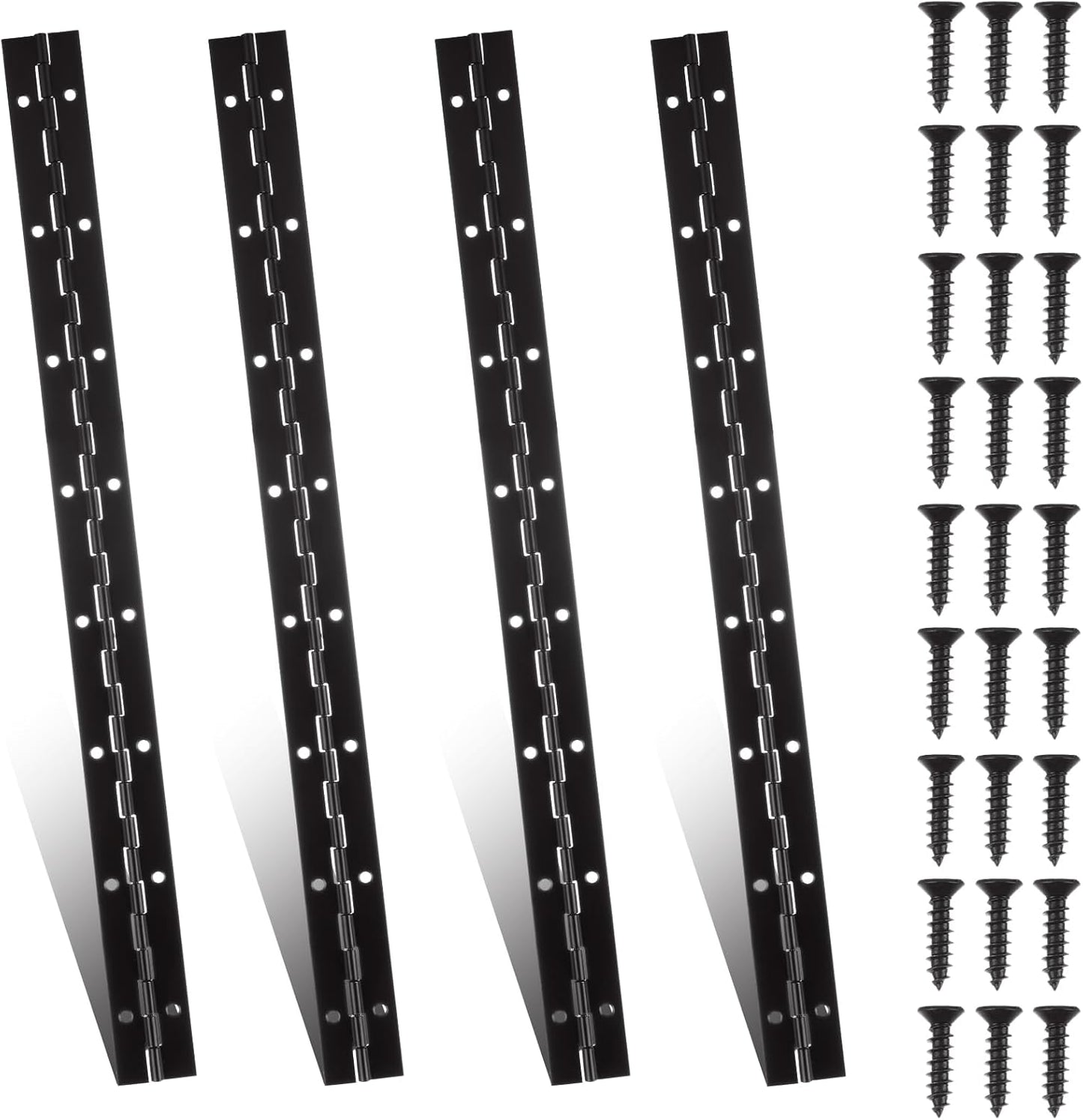 4 Pack Black Piano Hinge Heavy Duty 16 Inch Stainless Steel Continuous Hinge with Screws - Ideal for Boat, Cabinet, Door, Box, Furniture