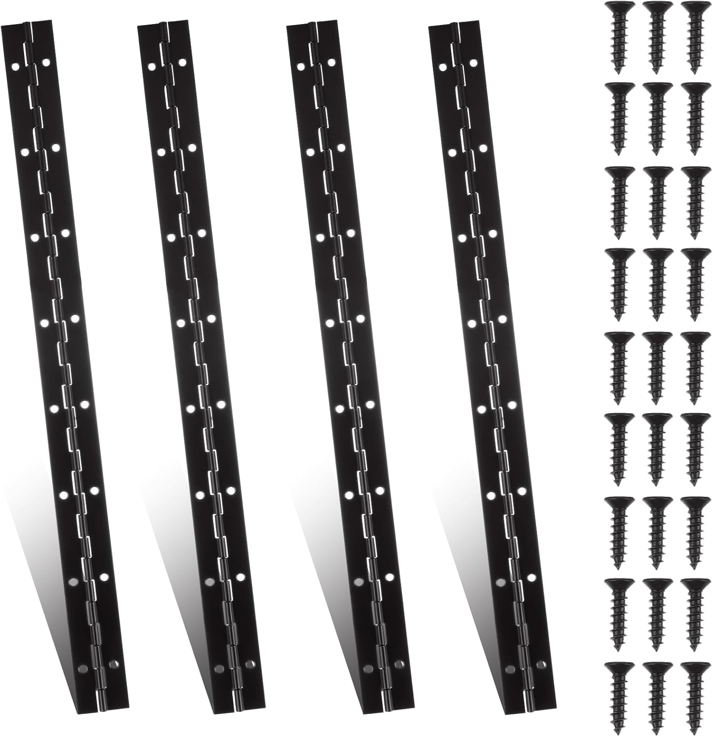 4 Pack Black Piano Hinge Heavy Duty 16 Inch Stainless Steel Continuous Hinge with Screws - Ideal for Boat, Cabinet, Door, Box, Furniture