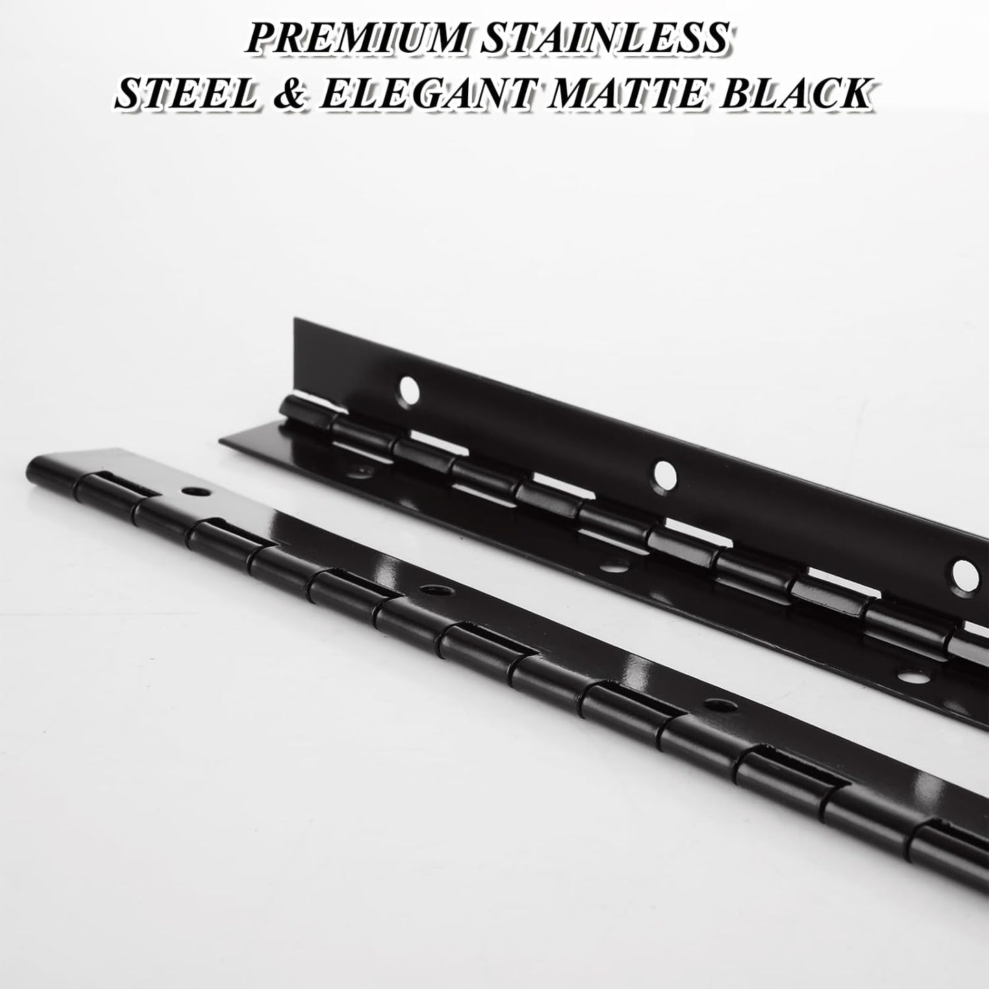 4 Pack Black Piano Hinge Heavy Duty 16 Inch Stainless Steel Continuous Hinge with Screws - Ideal for Boat, Cabinet, Door, Box, Furniture