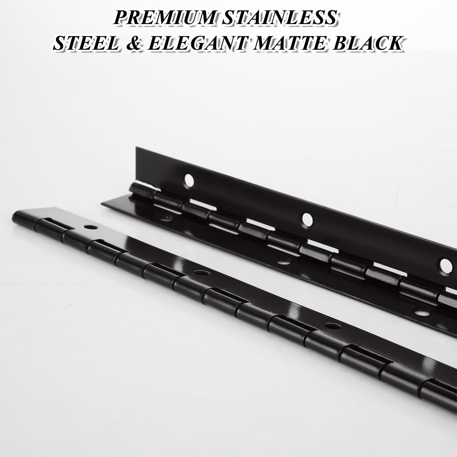 4 Pack Black Piano Hinge Heavy Duty 16 Inch Stainless Steel Continuous Hinge with Screws - Ideal for Boat, Cabinet, Door, Box, Furniture