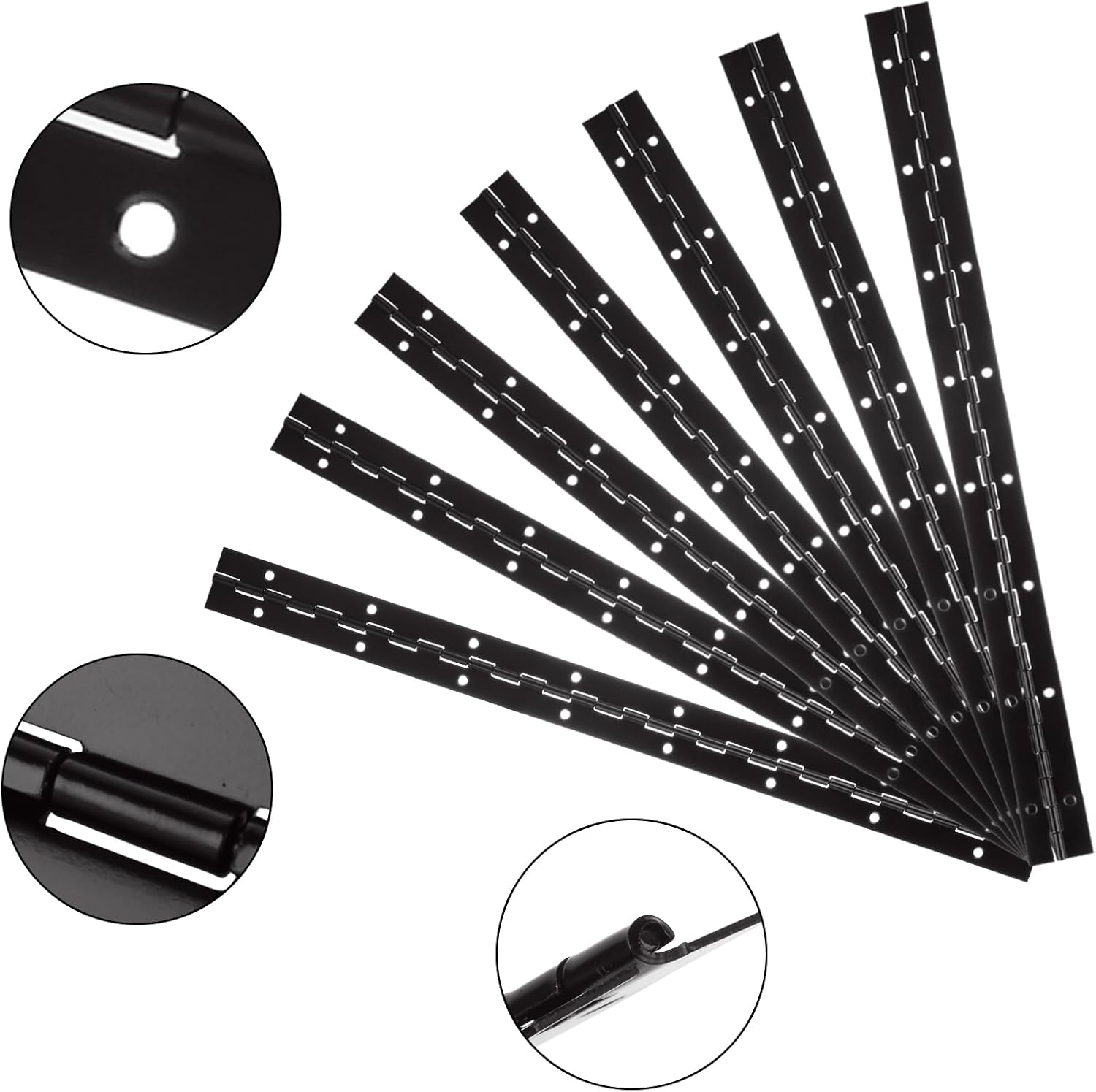 4 Pack Black Piano Hinge Heavy Duty 16 Inch Stainless Steel Continuous Hinge with Screws - Ideal for Boat, Cabinet, Door, Box, Furniture