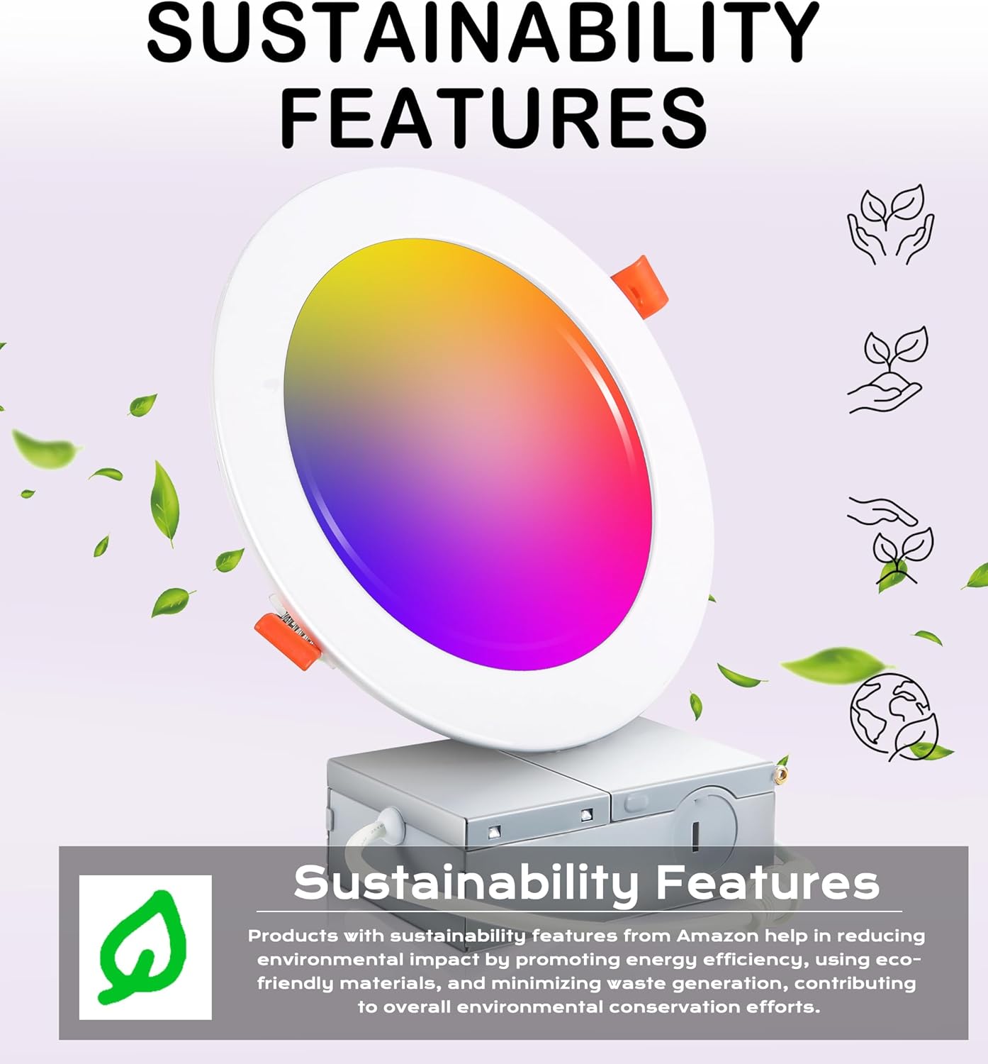 4 Pack Cloudy Bay 6" Smart WiFi LED Recessed Lights, RGBCW Color Changing, Alexa & Home Assistant Compatible, No Hub, 15W 2700K-6500K, CRI90+, Wet Location