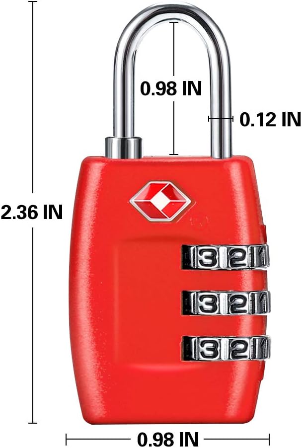 4-Pack Cluckyu TSA Approved Luggage Locks with 3-Digit Combination - Red Padlocks for Suitcases & Baggage - WildKart