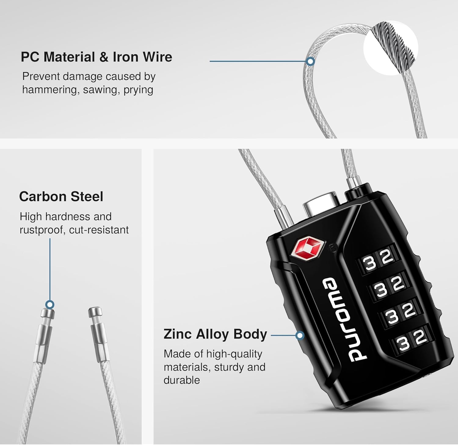 4 Pack Combination Locks: 2 Digit Locker Locks & 2 TSA Approved Luggage Locks
