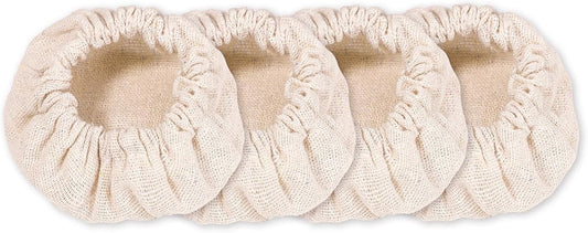 4-Pack Cotton Elastic Cloth Covers for Sourdough Starter Jars - Reusable Bread Fermentation Bowl Covers for 3-4 Inch Mouth Jars
