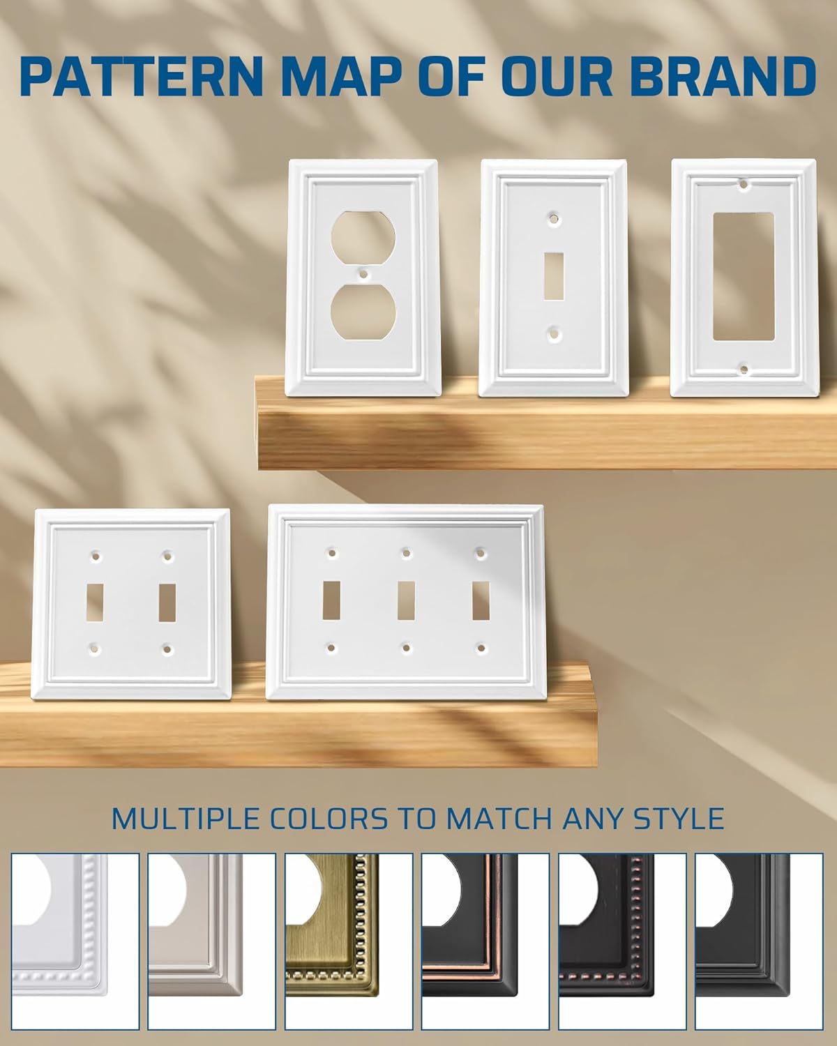 4 Pack DEWENWILS Metal Toggle Wall Plate Outlet Cover, 1-Gang Light Switch Receptacle Cover - Standard Size, Durable White Finish