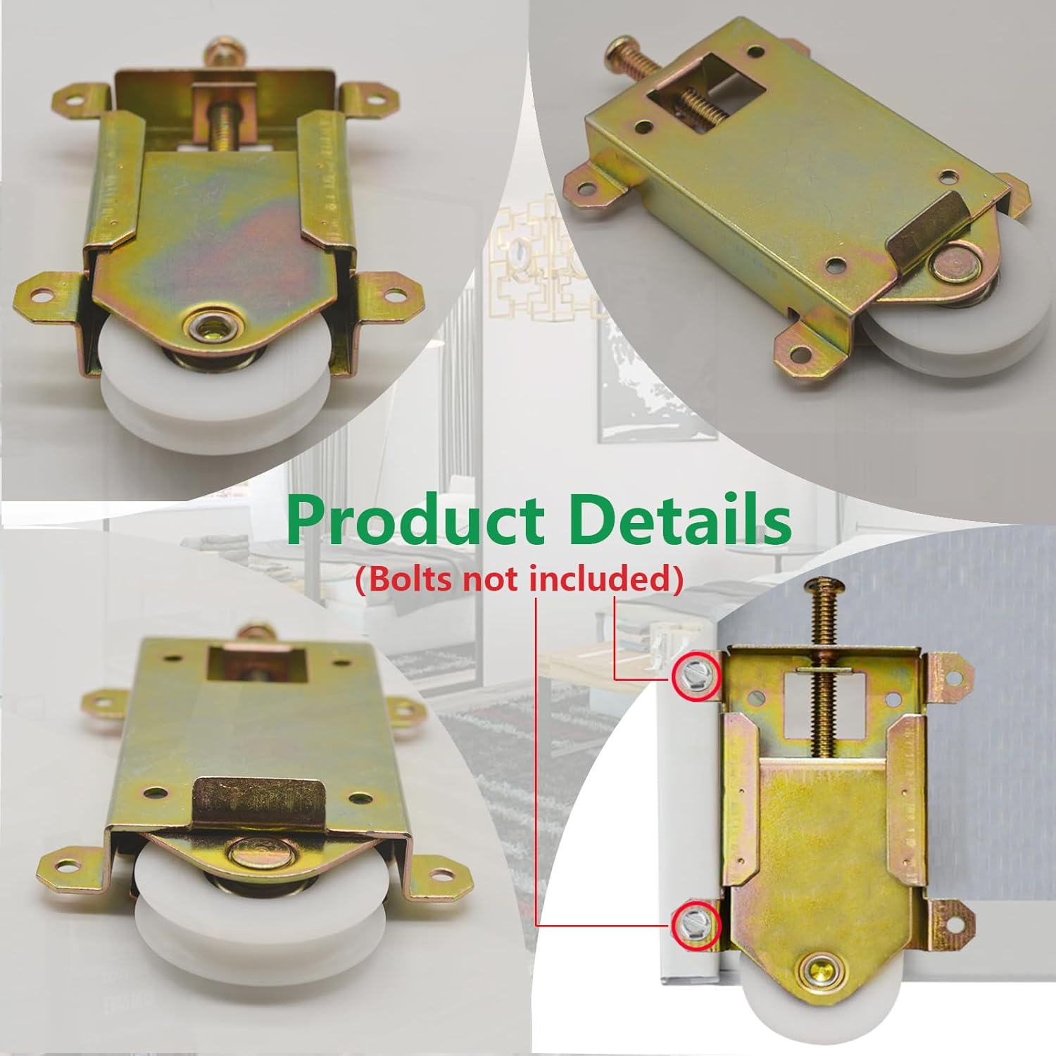 4 Pack Durable POM Concaved Ball Bearing Wheel Replacement Hardware for TPard Sliding Mirror Closet Door Rollers - Fits Contractors Part #W8020C or Hard 1775 Wardrobe Doors Wheels, 1-1/2