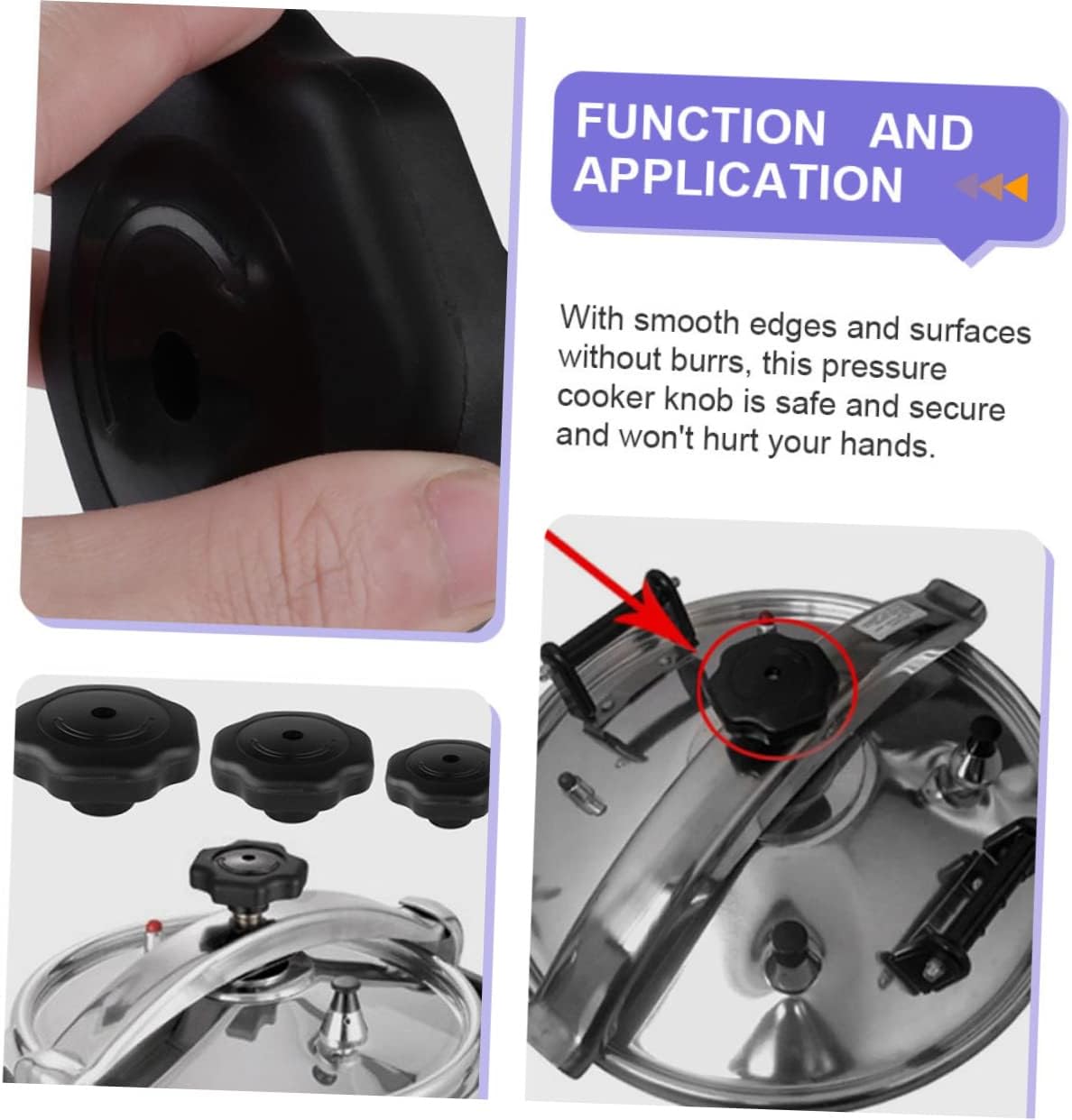 4-Pack Garneck Pressure Cooker Knob Set for Cooking, Steaming, and Baking - Replacement Valve and Handle for Cookware