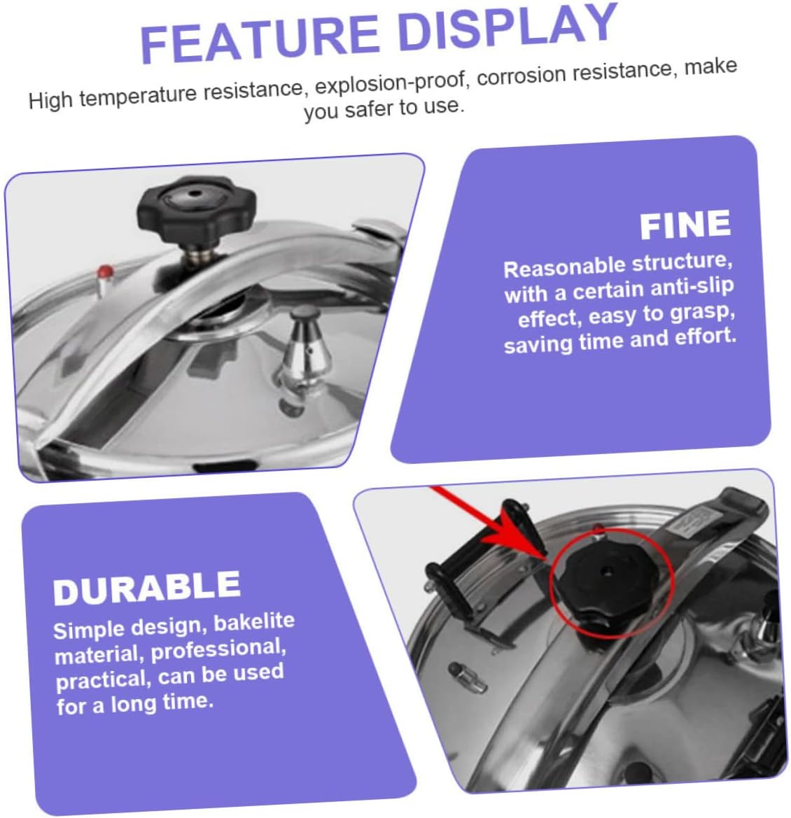 4-Pack Garneck Pressure Cooker Knob Set for Cooking, Steaming, and Baking - Replacement Valve and Handle for Cookware