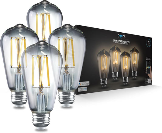 4-Pack Geeni Smart Light Bulbs - WiFi Enabled, Tunable White LED Bulbs, Compatible with Alexa and Google Home for App-Controlled Dimming and Programming