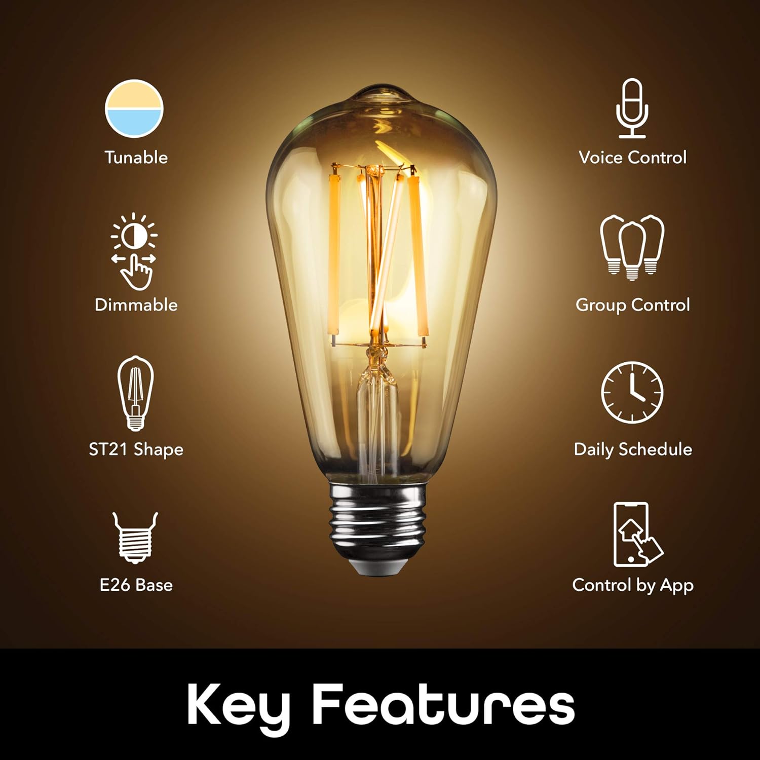 4-Pack Geeni Smart Light Bulbs - WiFi Enabled, Tunable White LED Bulbs, Compatible with Alexa and Google Home for App-Controlled Dimming and Programming