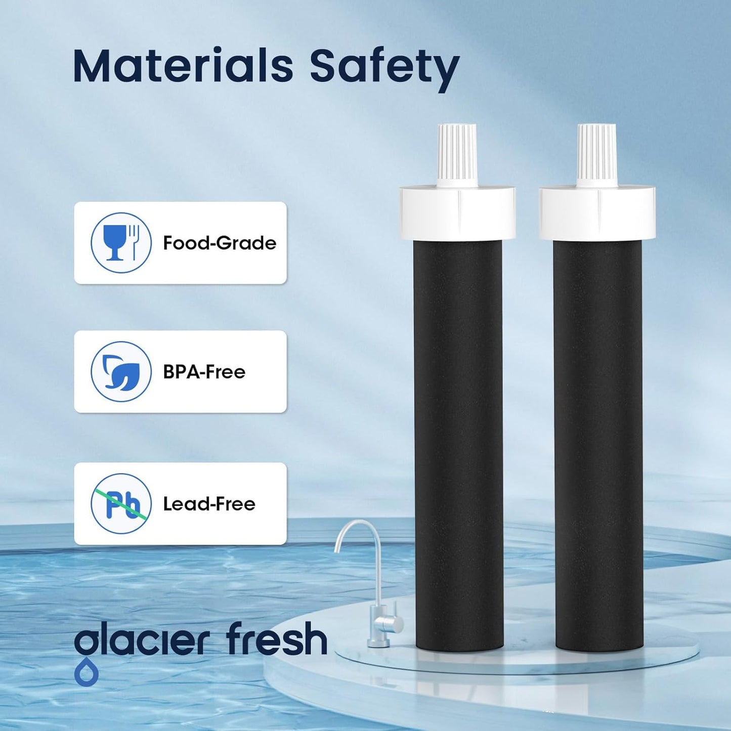 4-Pack Glacier Fresh Water Bottle Filters for Brita BB06, Brita Hard Sided, Sport - Replacement Filters