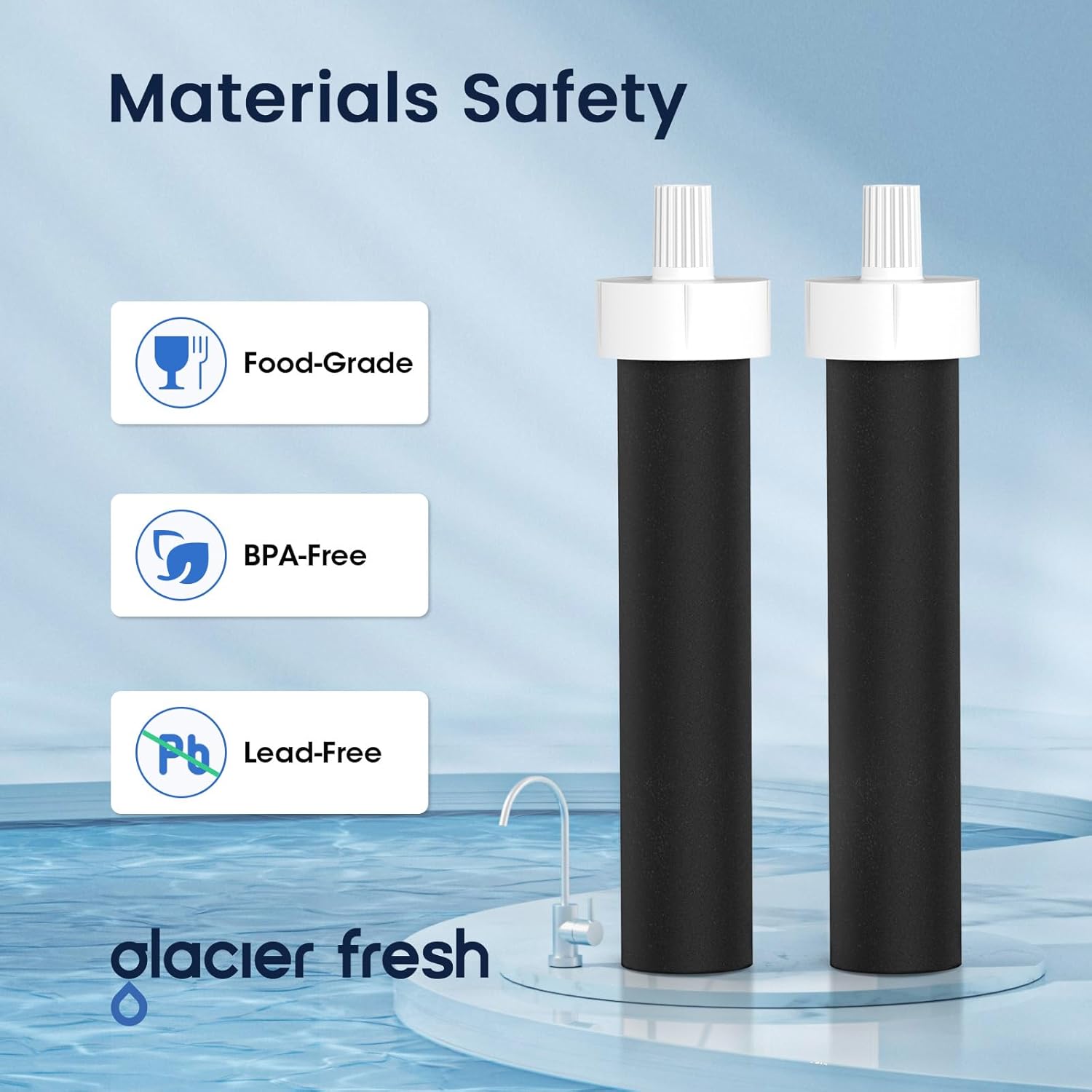 4-Pack Glacier Fresh Water Bottle Filters for Brita BB06, Brita Hard Sided, Sport - Replacement Filters