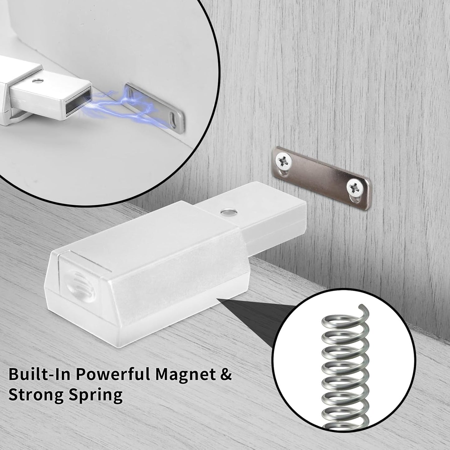 4 Pack Heavy Duty Push to Open Door Latch Magnets for Cabinets - White