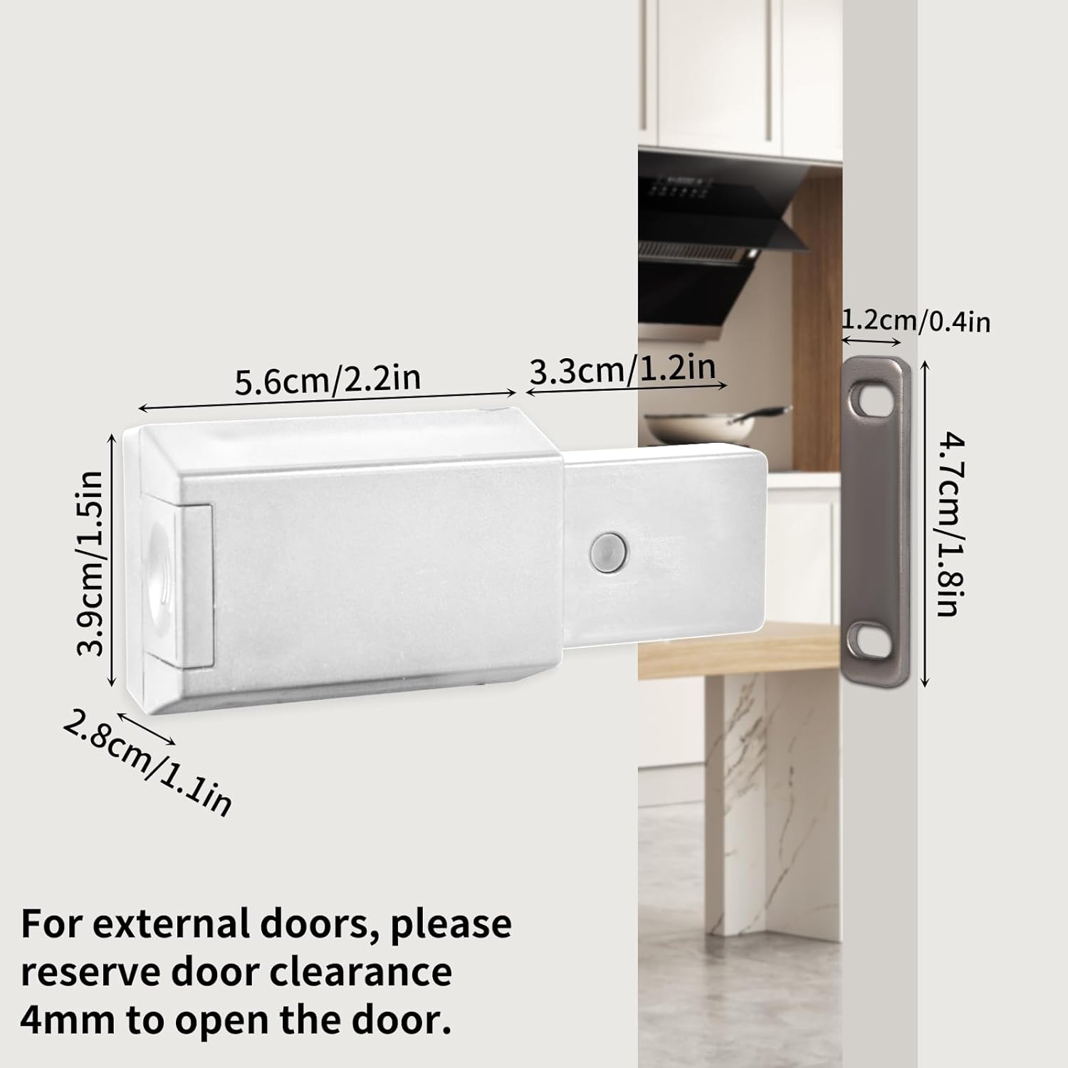 4 Pack Heavy Duty Push to Open Door Latch Magnets for Cabinets - White