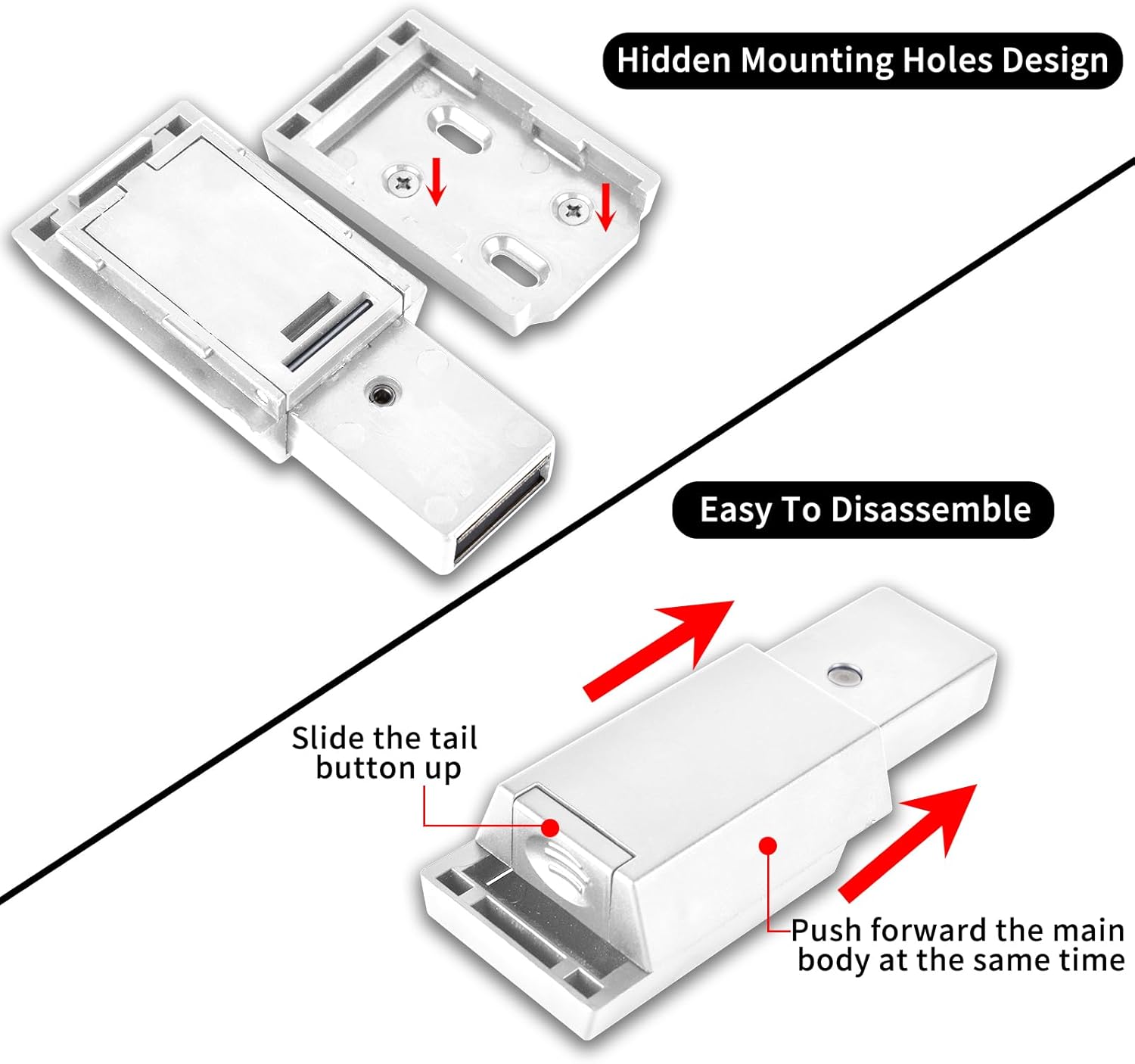 4 Pack Heavy Duty Push to Open Door Latch Magnets for Cabinets - White