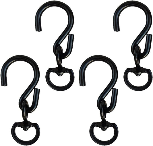 4-Pack Heavy Duty Swivel Plant Hanger Hooks for Hanging Plants - Black Color