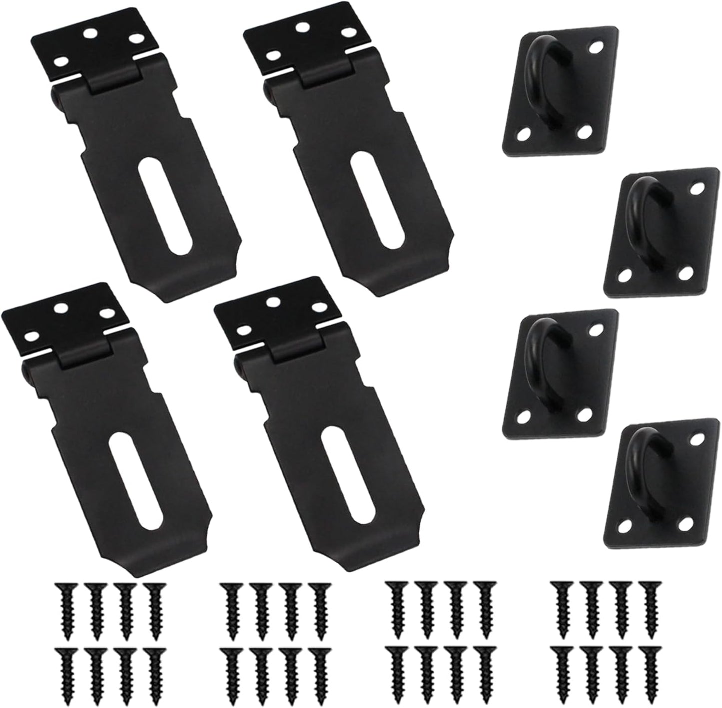 4 Pack HLMOptimo 3 Inch Stainless Steel Matte Black Door Lock Hasp Latch with Screws for Door Shed Cabinet - WildKart