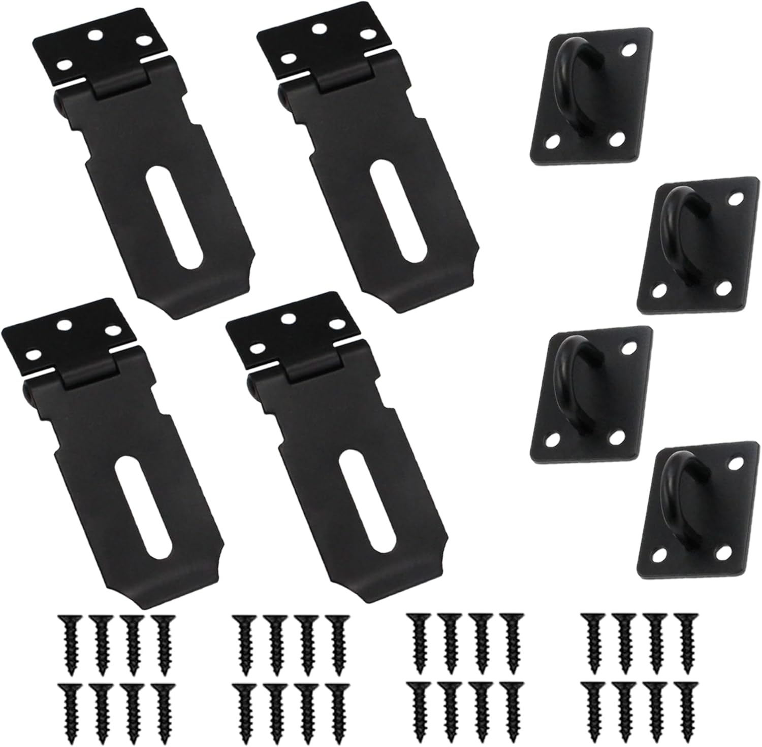 4 Pack HLMOptimo 3 Inch Stainless Steel Matte Black Door Lock Hasp Latch with Screws for Door Shed Cabinet - WildKart