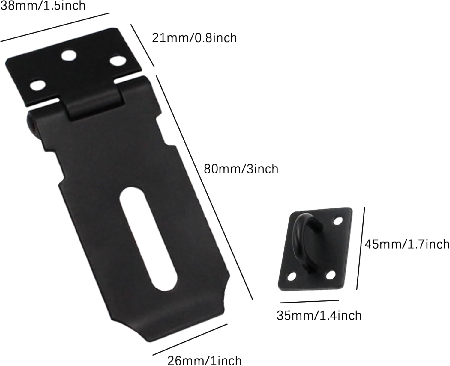 4 Pack HLMOptimo 3 Inch Stainless Steel Matte Black Door Lock Hasp Latch with Screws for Door Shed Cabinet - WildKart