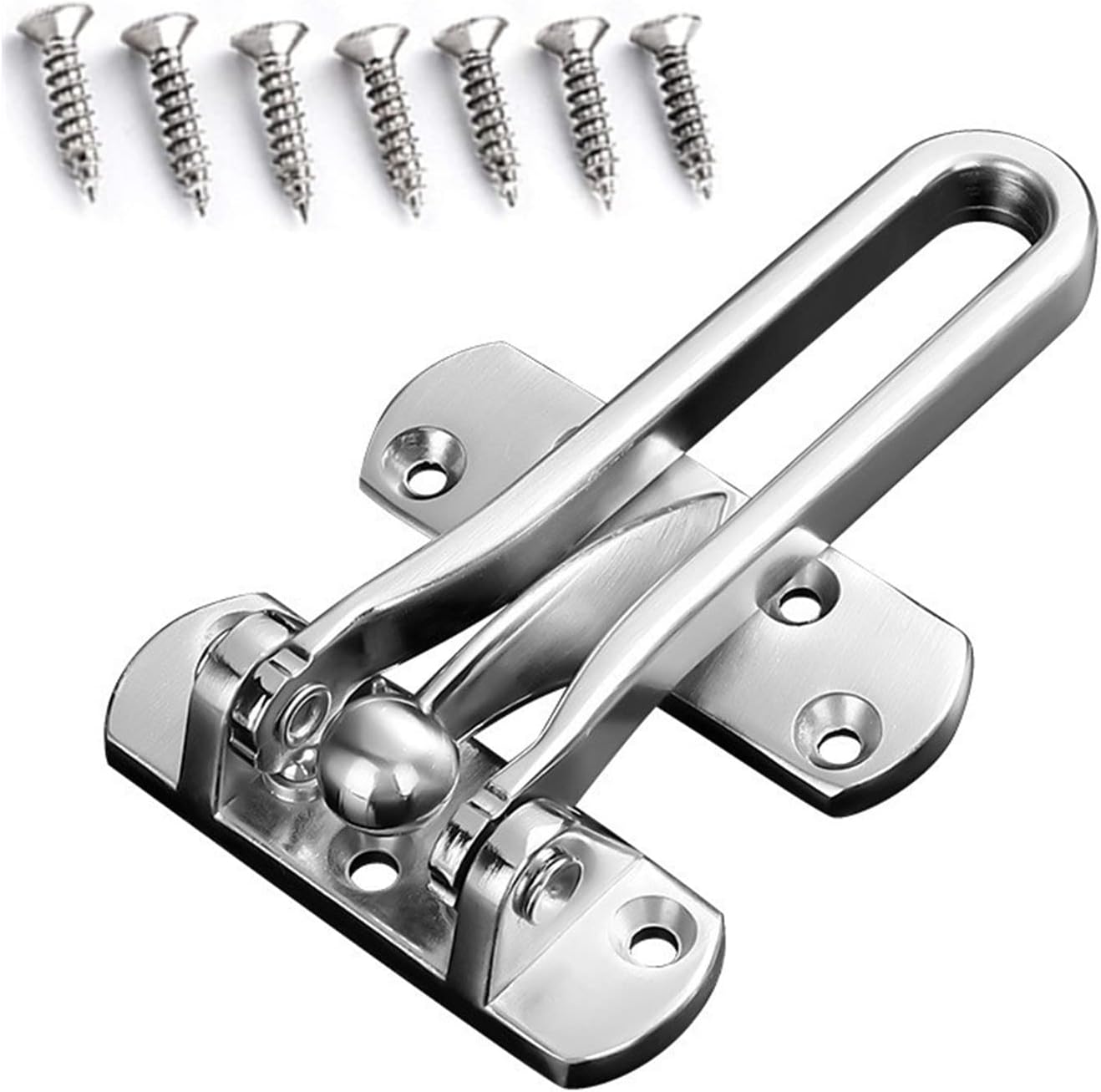 4 Pack Home Security Door Locks Swing Bar Reinforcement Lock for Front Doors, Kids Safety Latch Guard Clasp, Solid Silver Lock.