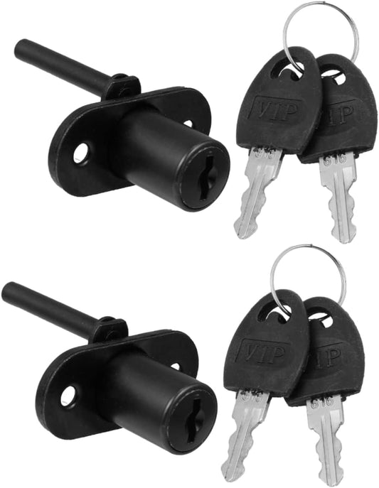 4-Pack Household Cabinet Door Locks, Central Lock Drawer Locks, File Cabinet Pad Locks - Cold Rolled Steel Bolt Locks for Cabinets, Desks, and Sheds