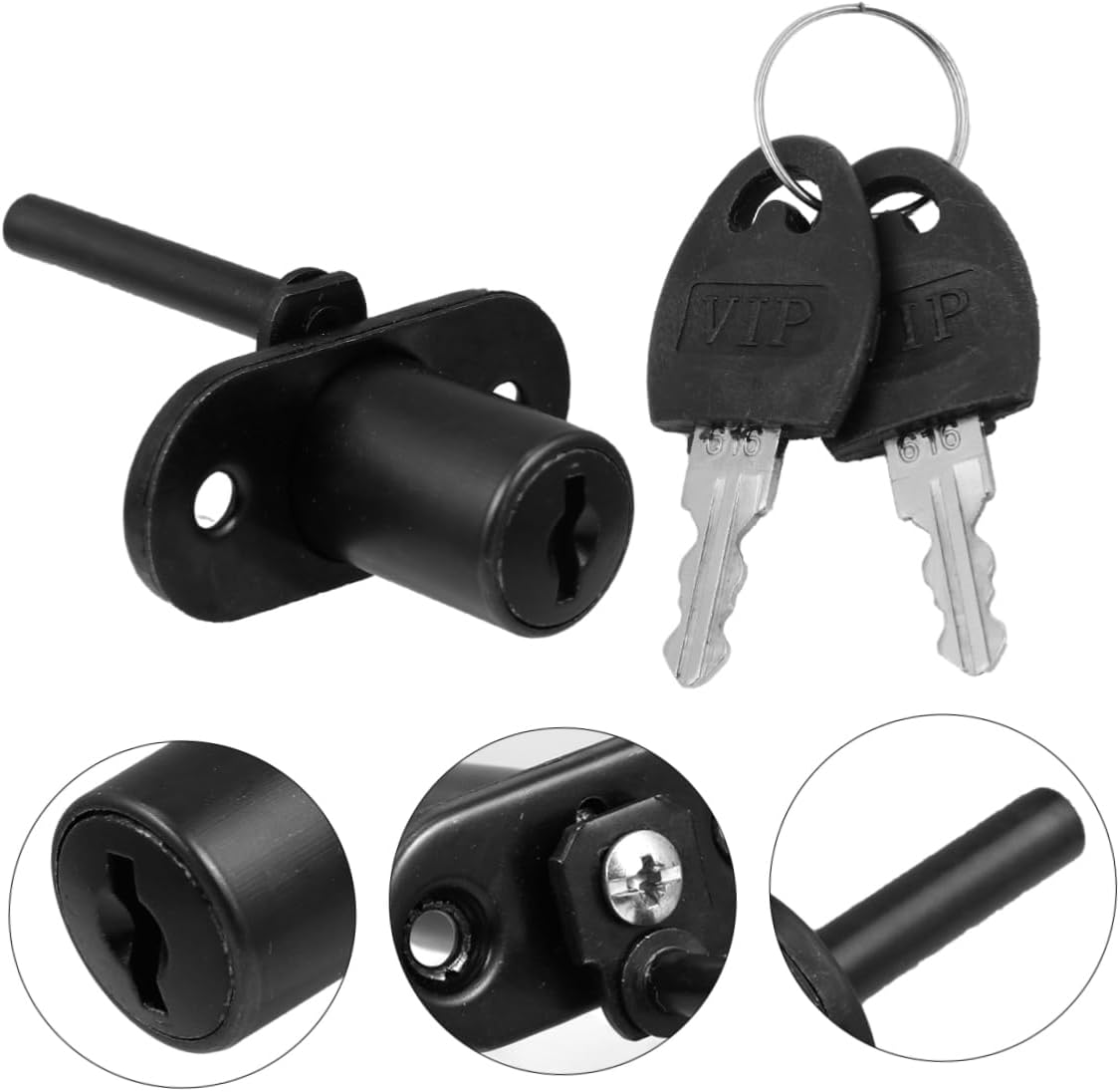 4-Pack Household Cabinet Door Locks, Central Lock Drawer Locks, File Cabinet Pad Locks - Cold Rolled Steel Bolt Locks for Cabinets, Desks, and Sheds