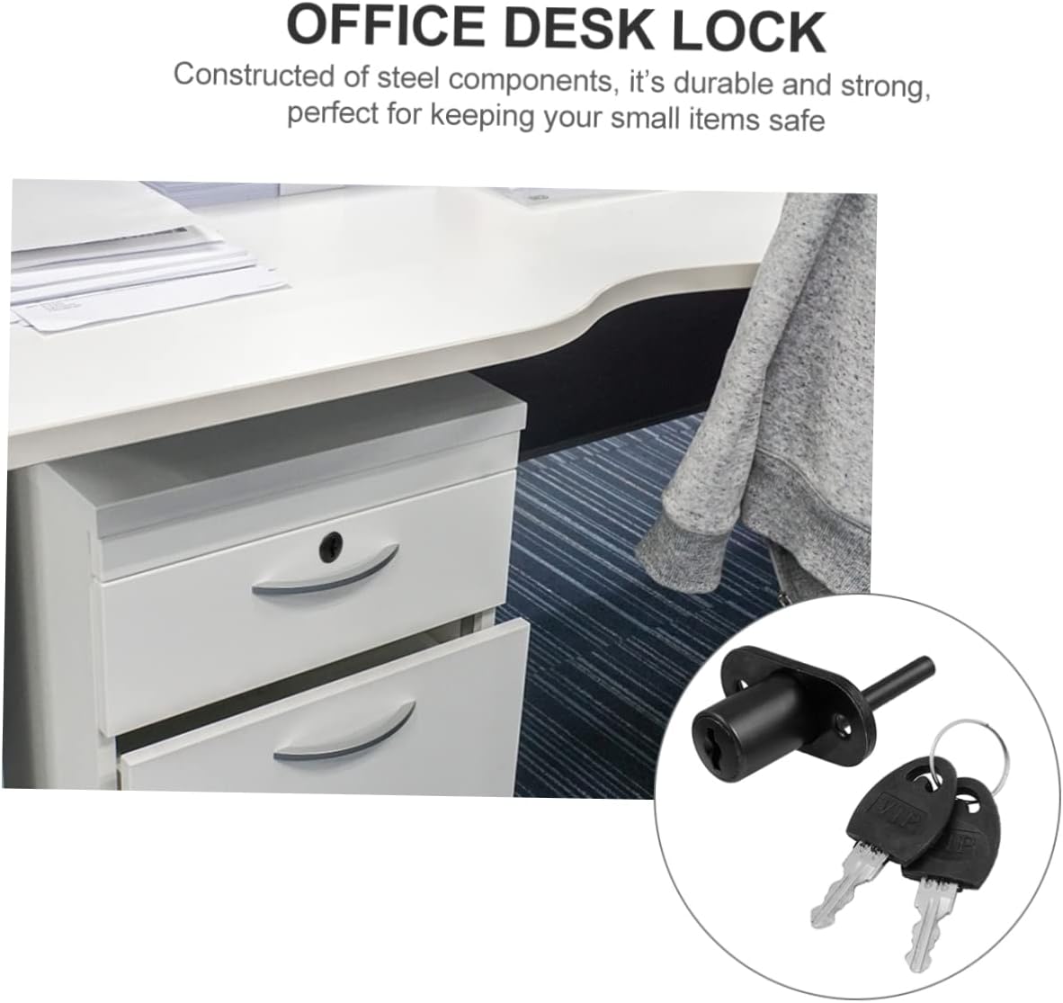 4-Pack Household Cabinet Door Locks, Central Lock Drawer Locks, File Cabinet Pad Locks - Cold Rolled Steel Bolt Locks for Cabinets, Desks, and Sheds