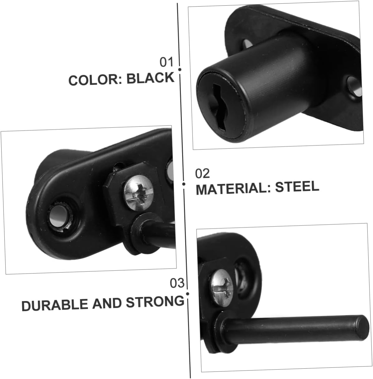 4-Pack Household Cabinet Door Locks, Central Lock Drawer Locks, File Cabinet Pad Locks - Cold Rolled Steel Bolt Locks for Cabinets, Desks, and Sheds