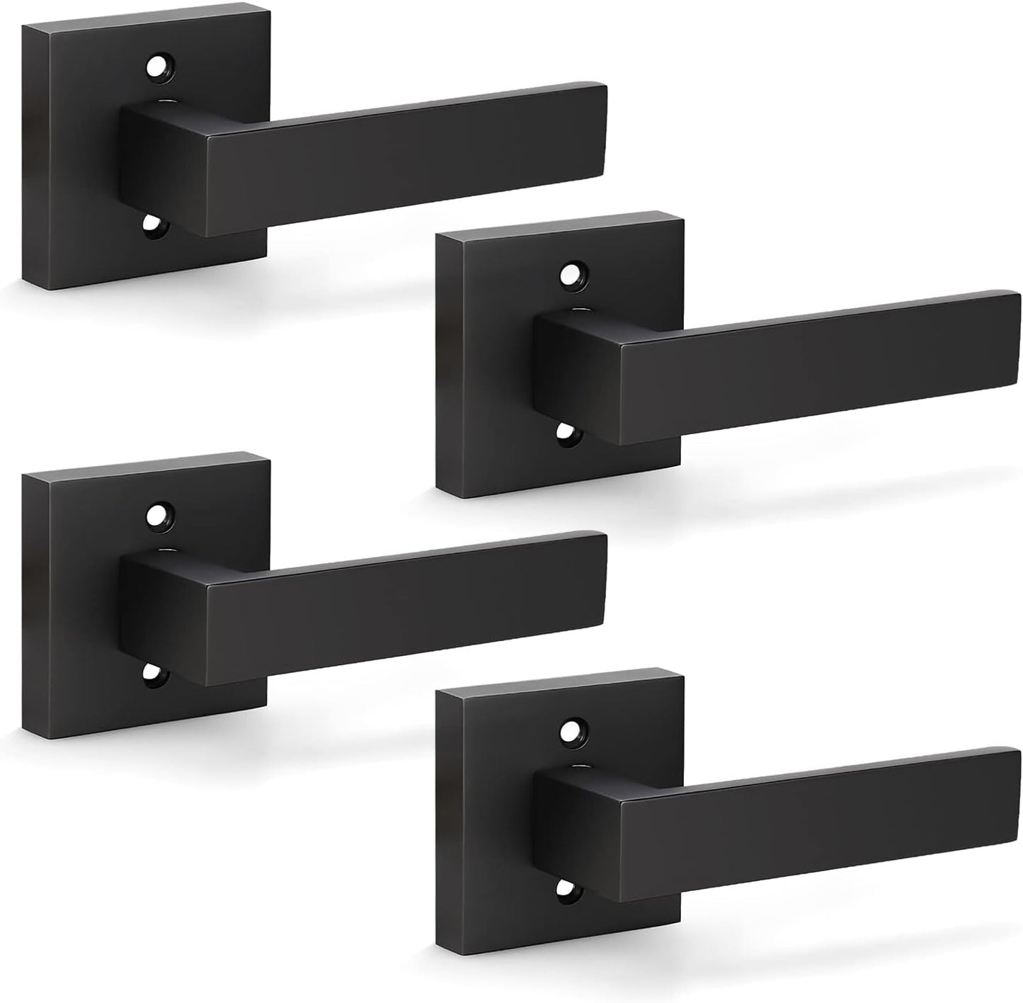 4 Pack KNOBWELL Black Dummy Door Knobs for French Doors/Closets Left/Right Handles - Interior No-Functioning Lever