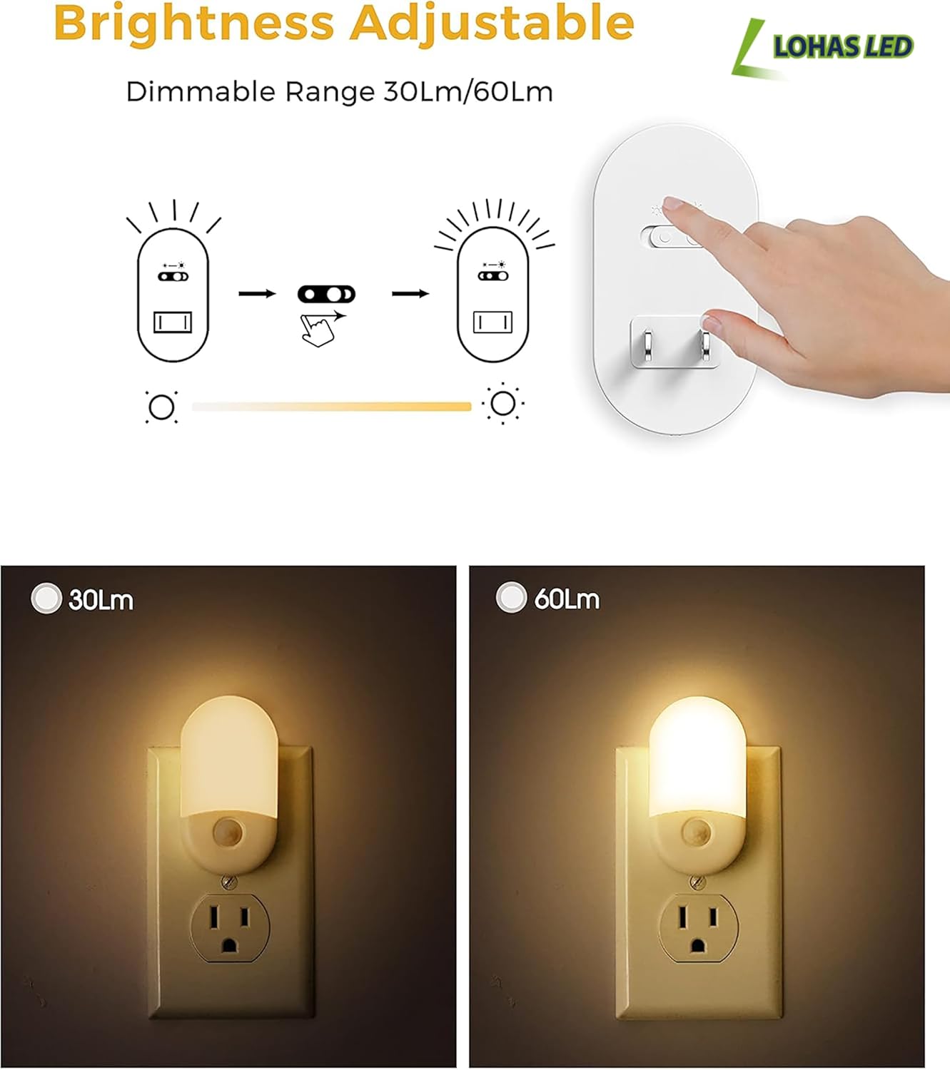 4-Pack L LOHAS LED Motion Sensor Night Lights for Wall Plug