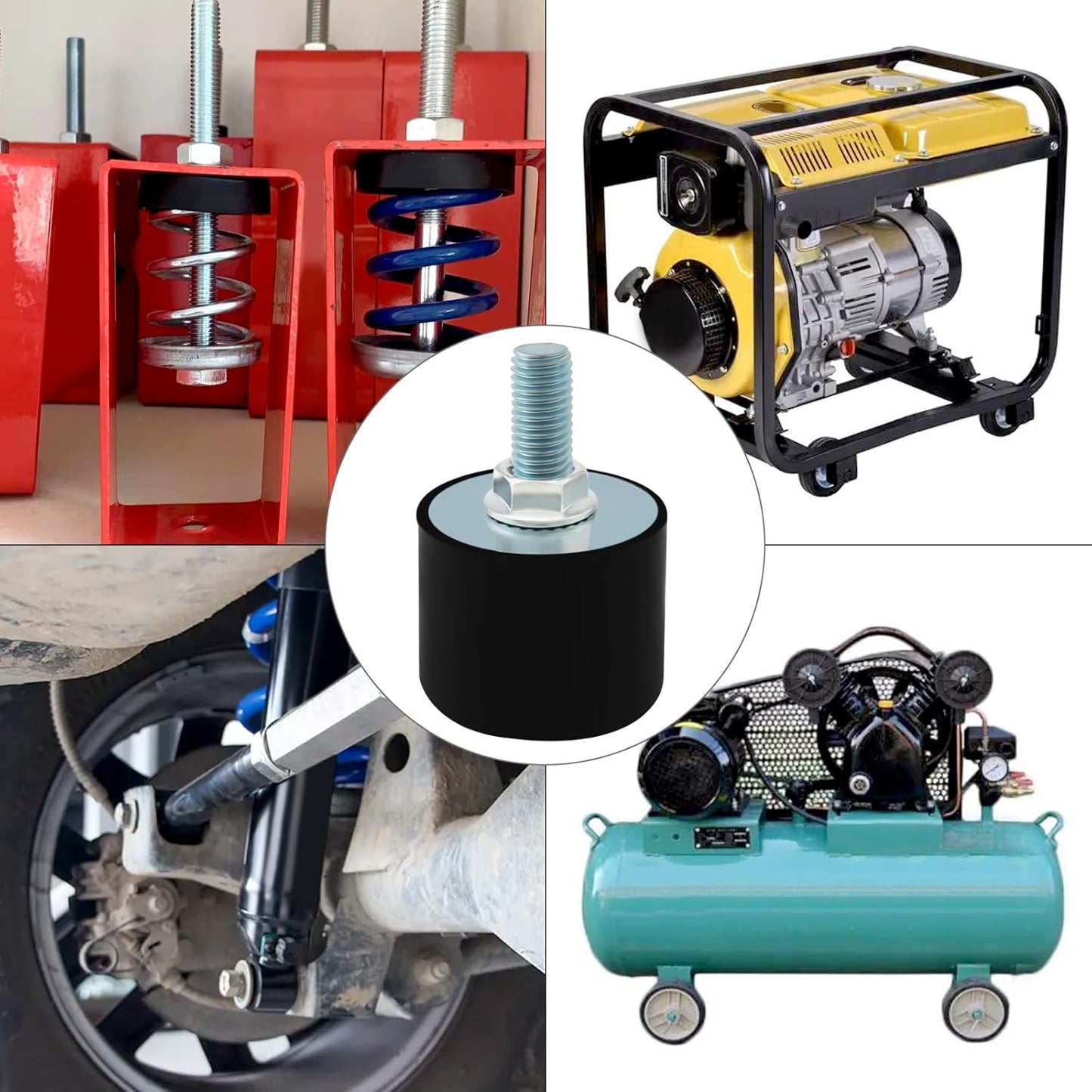 4 Pack M10 Rubber Isolator Mounts 40x30mm Vibration Isolation for Air Compressors/Garage Motor/Diesel Engines