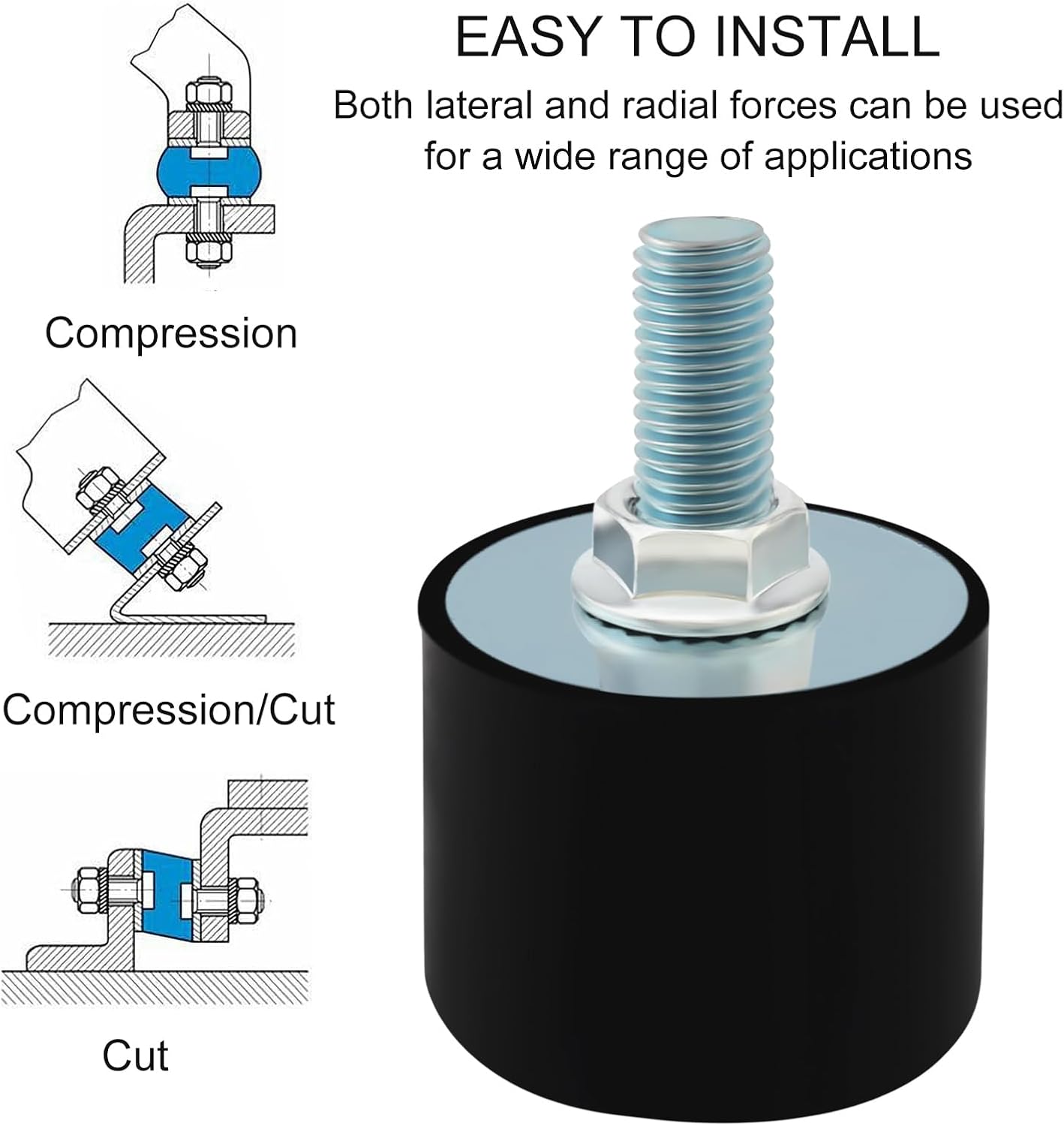 4 Pack M10 Rubber Isolator Mounts 40x30mm Vibration Isolation for Air Compressors/Garage Motor/Diesel Engines