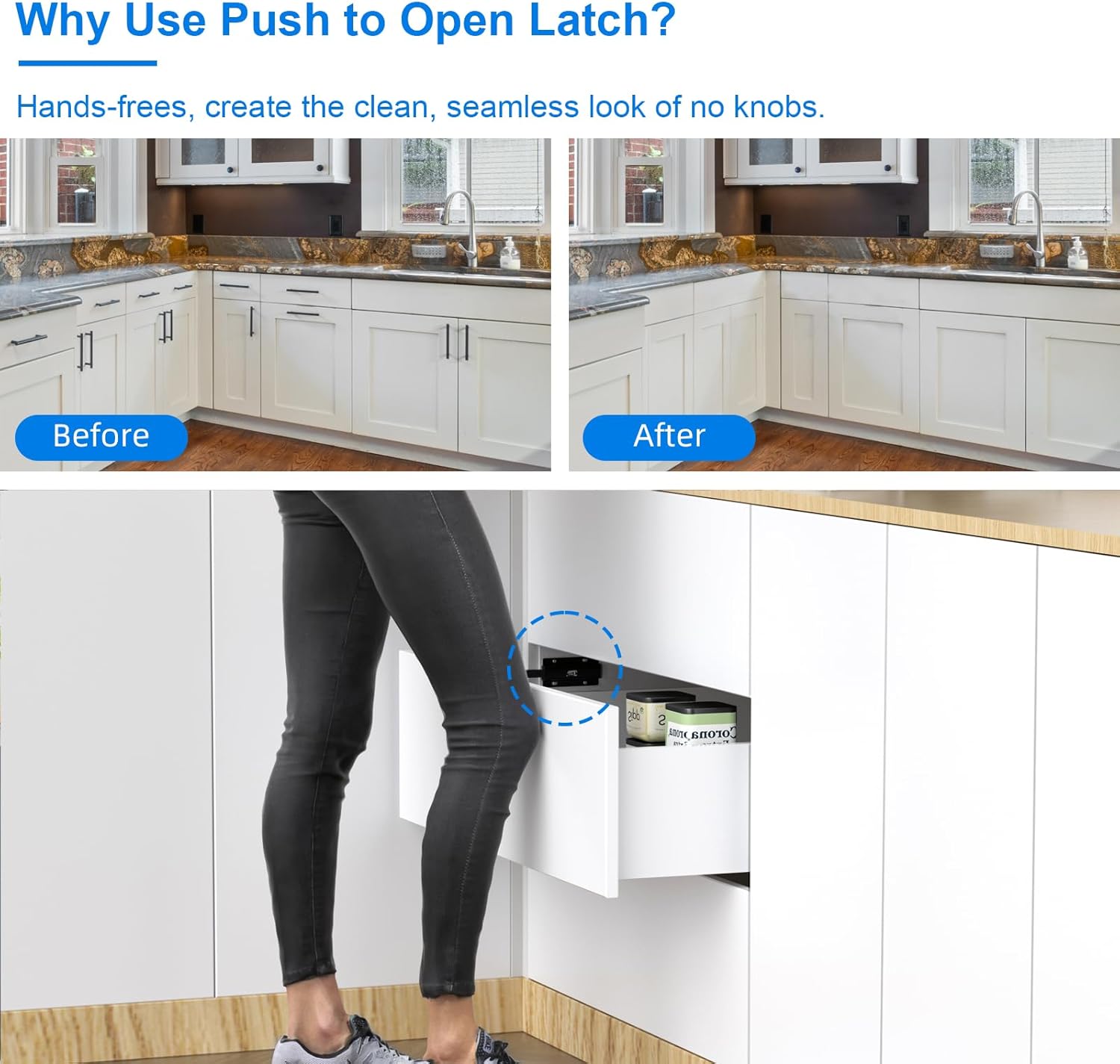 4 Pack Magnetic Push Latches for Cabinet Doors - Jiayi Touch Release Kitchen Door Closure Hardware, Black - WildKart