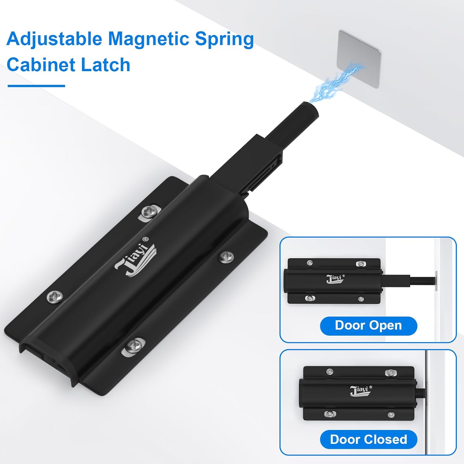 4 Pack Magnetic Push Latches for Cabinet Doors - Jiayi Touch Release Kitchen Door Closure Hardware, Black - WildKart