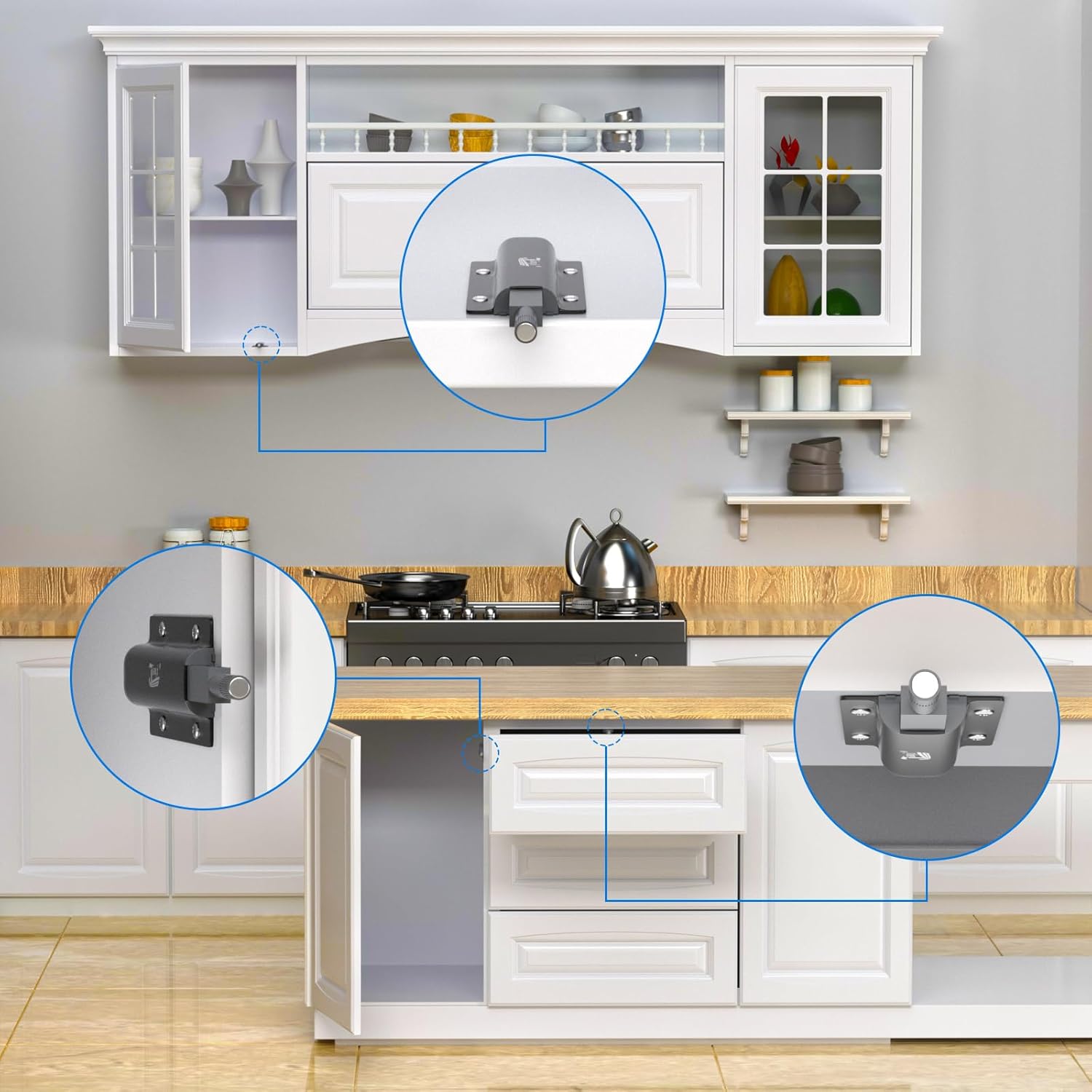 4 Pack Magnetic Push Latches for Cabinet Doors - Jiayi Touch Release Kitchen Door Closure Hardware, Black - WildKart