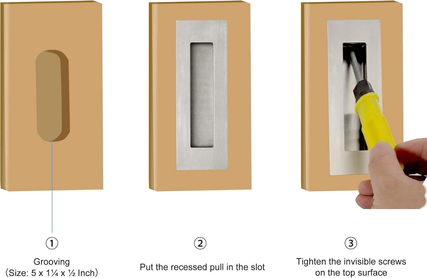 4 Pack, Malimali 6 Inch Brushed Stainless Steel Recessed Finger Flush Pulls for Pocket Door, Barn Door, Closet Sliding Door - Rectangular Door Pulls Hardware - WildKart