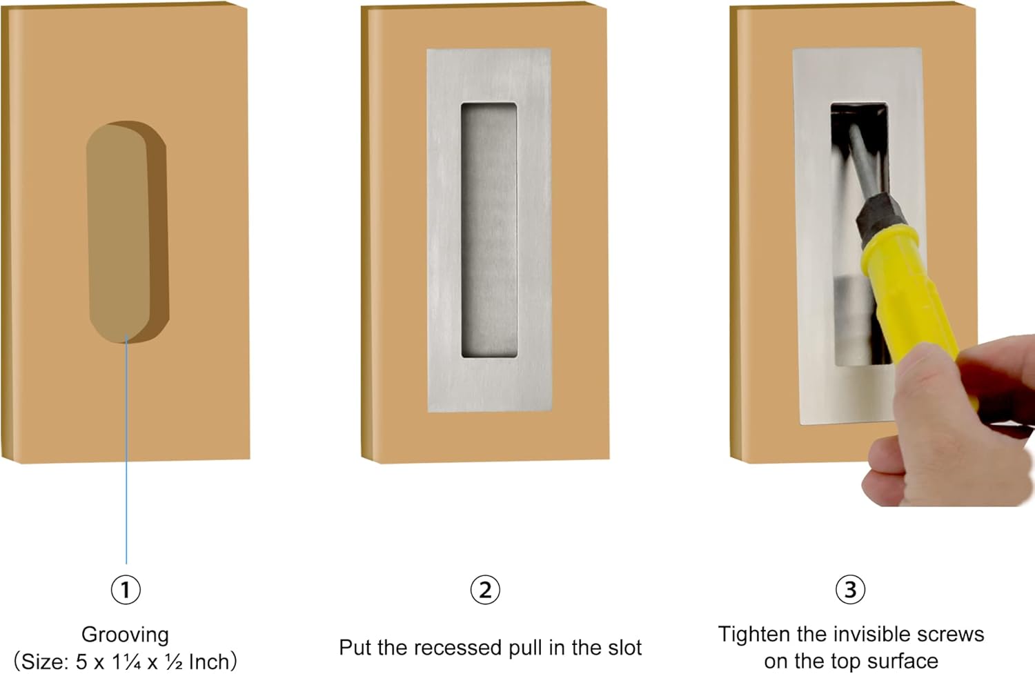 4 Pack, Malimali 6 Inch Brushed Stainless Steel Recessed Finger Flush Pulls for Pocket Door, Barn Door, Closet Sliding Door - Rectangular Door Pulls Hardware - WildKart