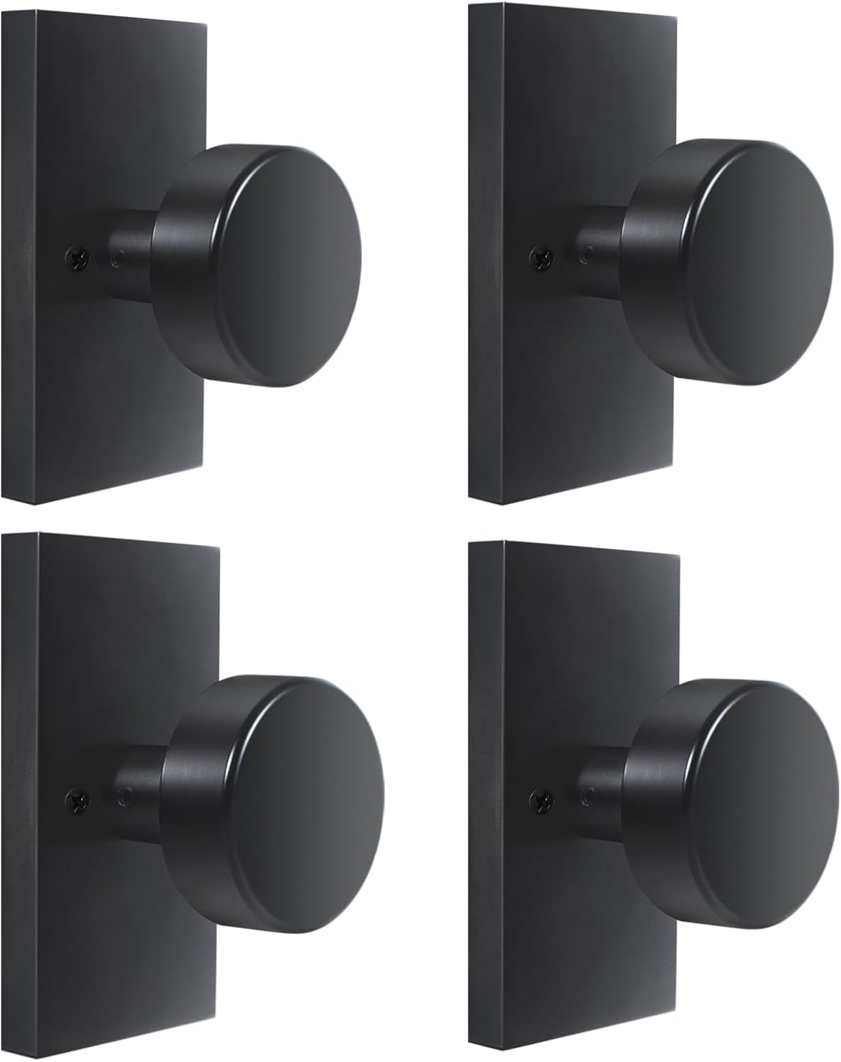 4 Pack Matte Black Modern Rectangle Dummy Door Knobs Interior for Bifold Closet