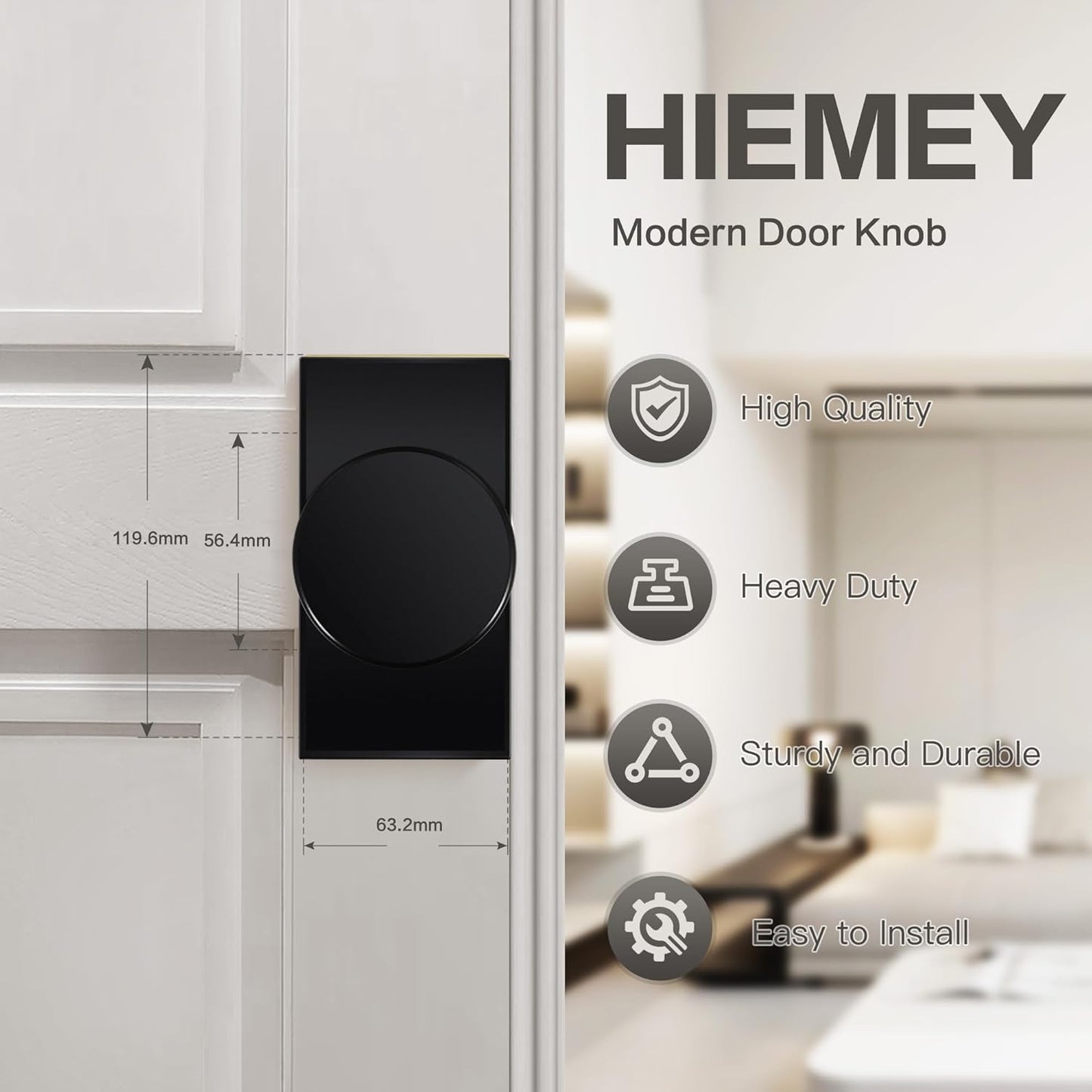 4 Pack Matte Black Modern Rectangle Dummy Door Knobs Interior for Bifold Closet