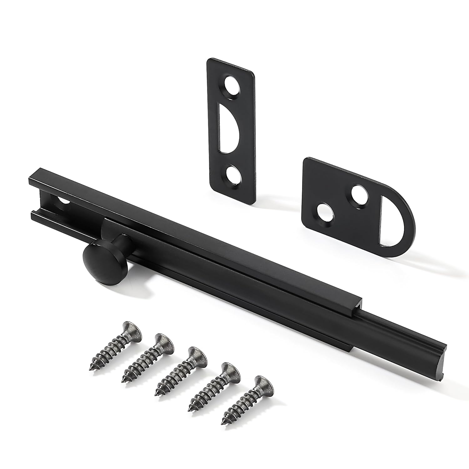 4 Pack Matte Black Solid Brass Surface Bolt 4" Door Slide Bolt Latches for Top of Door Locks