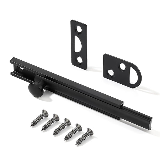 4 Pack Matte Black Solid Brass Surface Bolt 4" Door Slide Bolt Latches for Top of Door Locks