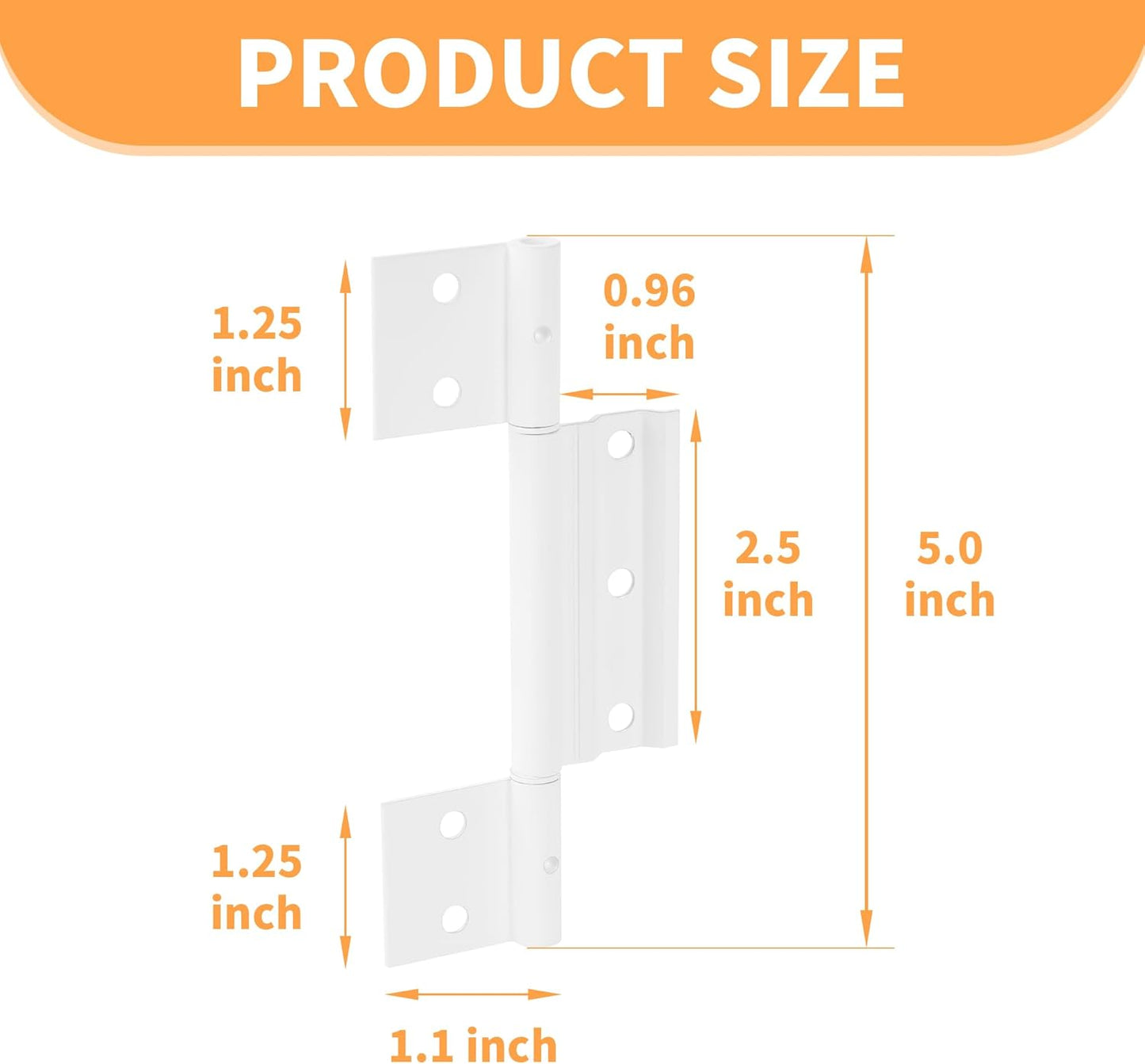 4-Pack Matte White Screen Door Hinges, 1/8 Inch Grooved Center Aluminum Hinges for Interior Exterior Doors - Kitchen Cabinet Compatible