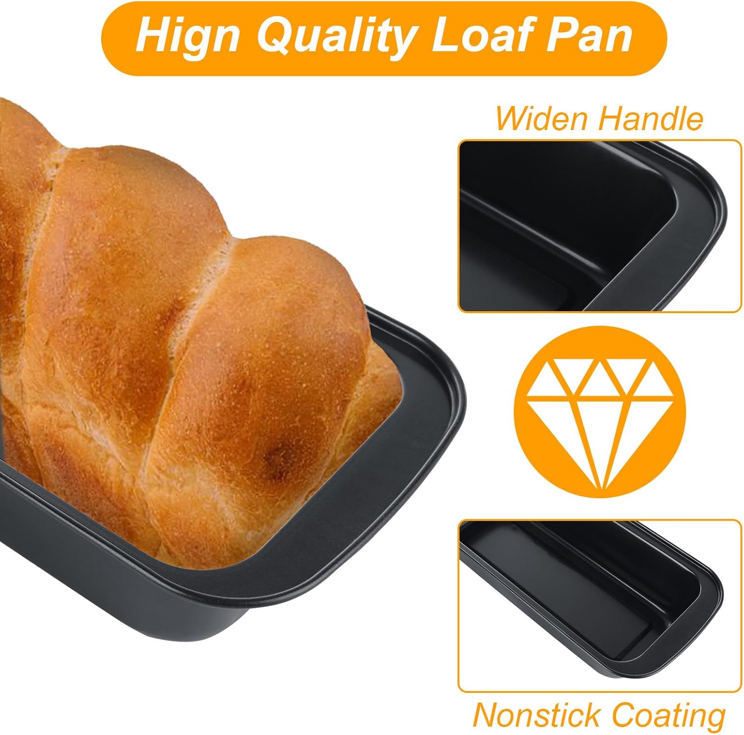 4 Pack Non Stick Carbon Steel Bread Loaf Pan Set for Baking Homemade Bread, Banana Bread, Cake - 12x5 Inch Loaf Pans for Sandwiches