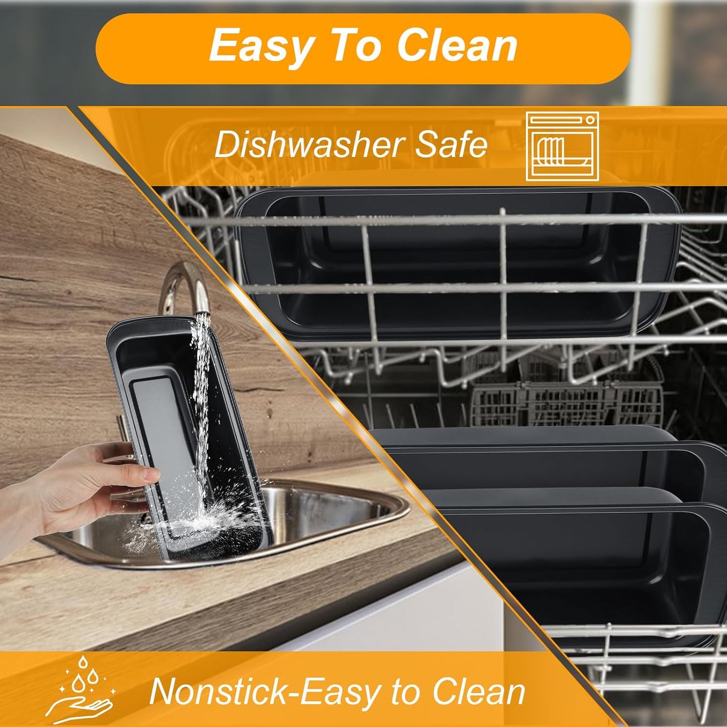 4 Pack Non Stick Carbon Steel Bread Loaf Pan Set for Baking Homemade Bread, Banana Bread, Cake - 12x5 Inch Loaf Pans for Sandwiches