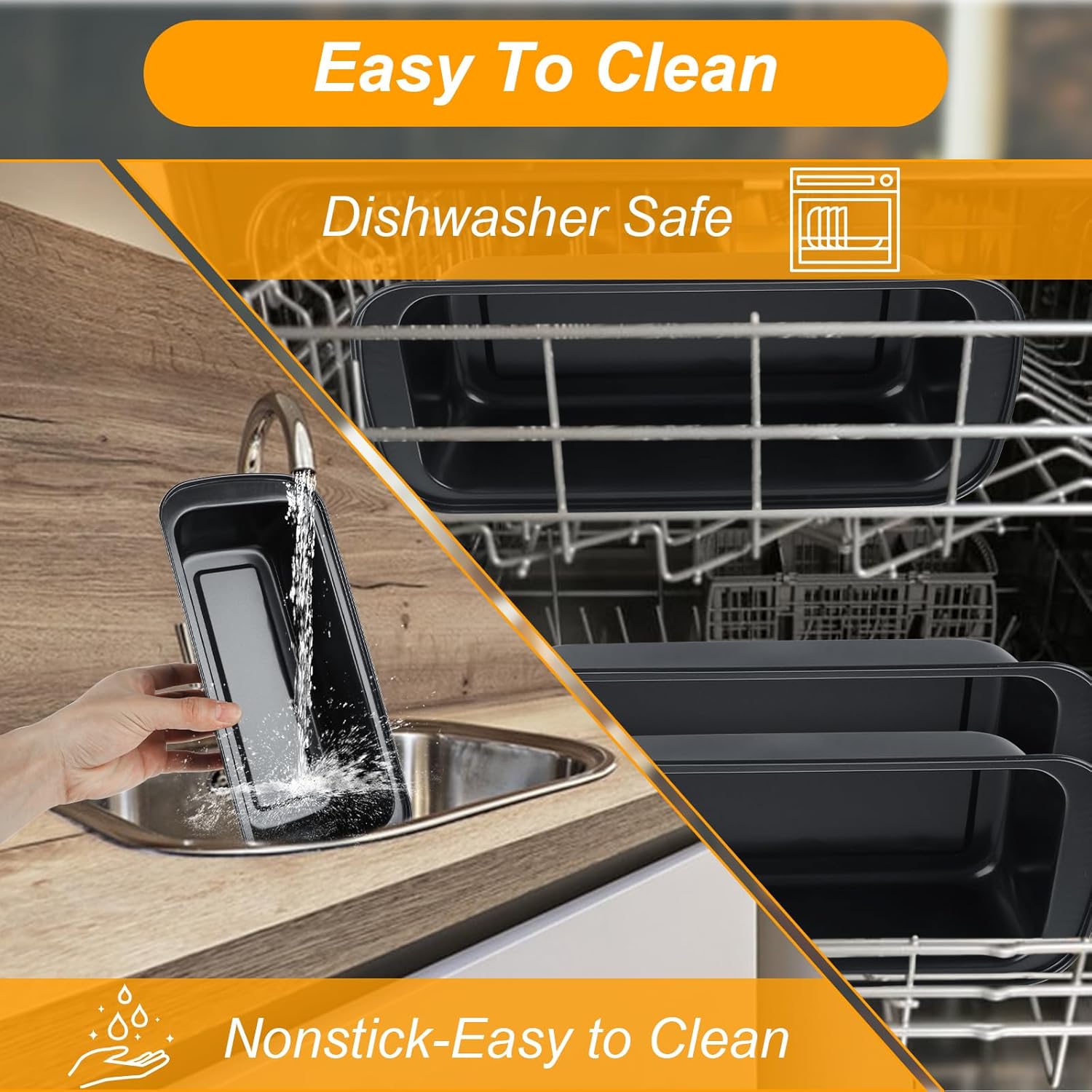 4 Pack Non Stick Carbon Steel Bread Loaf Pan Set for Baking Homemade Bread, Banana Bread, Cake - 12x5 Inch Loaf Pans for Sandwiches