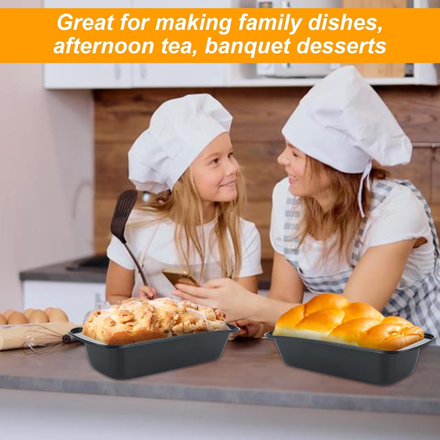 4 Pack Non Stick Carbon Steel Bread Loaf Pan Set for Baking Homemade Bread, Banana Bread, Cake - 12x5 Inch Loaf Pans for Sandwiches