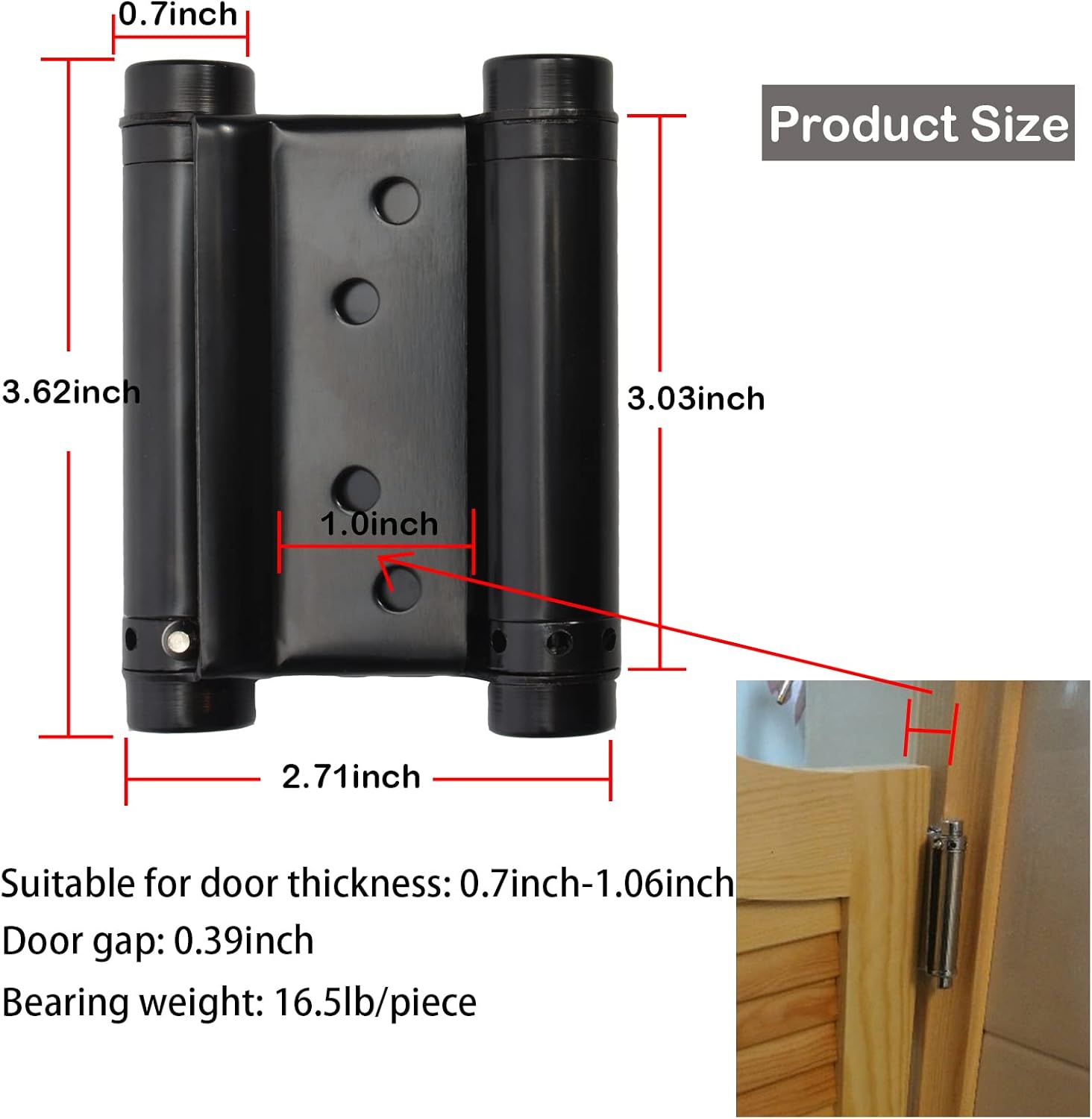 4-Pack of BENERAY 3" Double Action Spring Hinges for Saloon Cafe Pub Swinging Doors, Self Closing Door Hinges in 201 Stainless Steel